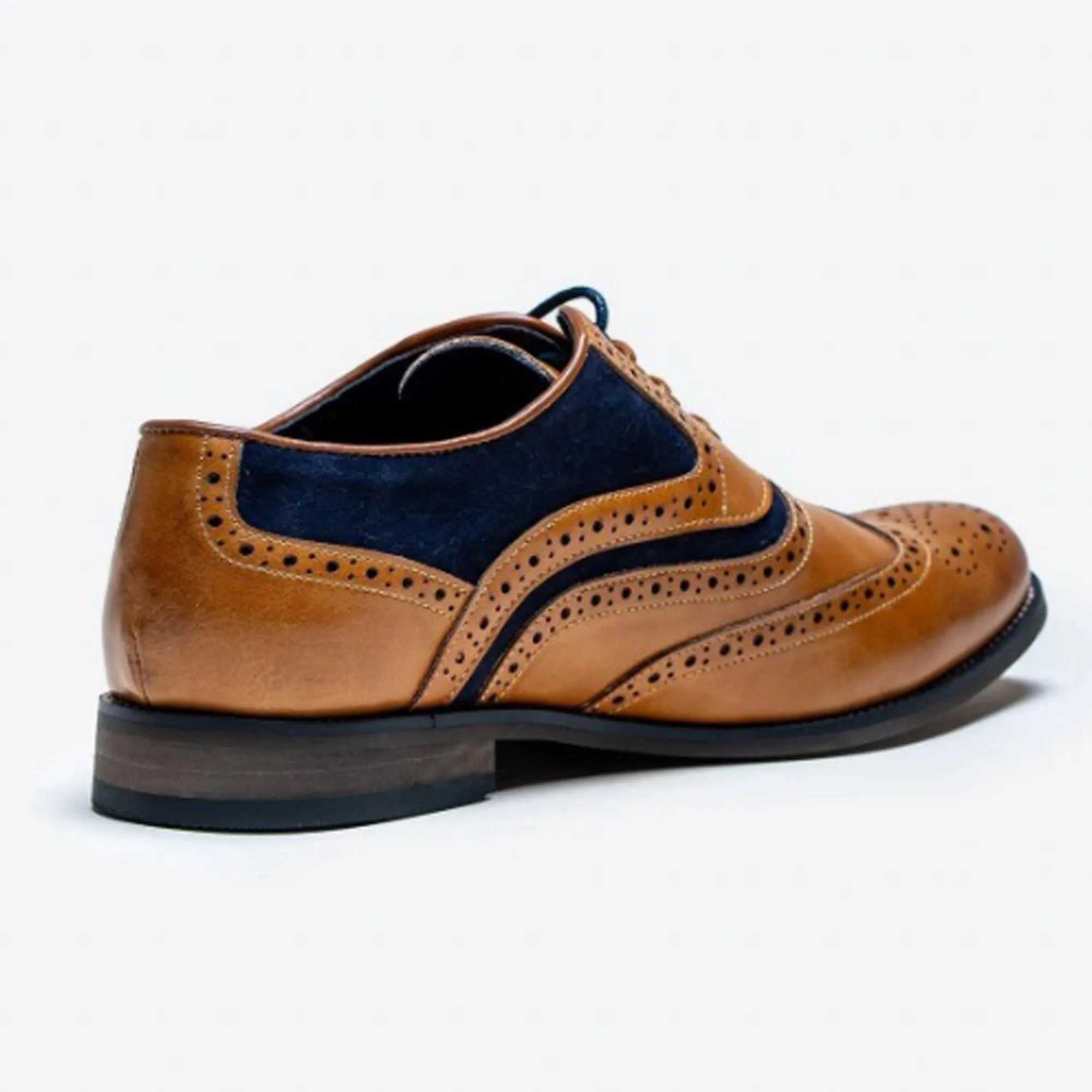 Cavani Russell Tan/Navy Leather Brogues Formal Shoes