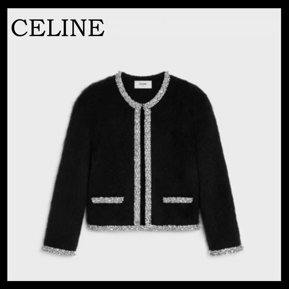 Celine embroidered cardigan in brushed mohair - Shop now!