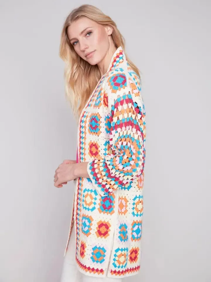 Charlie B Crochet Long Cardigan 833B | Shop Now - C2635