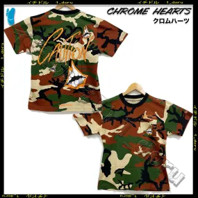 CHROME HEARTS  |Camouflage Unisex Street Style Cotton Short Sleeves Logo