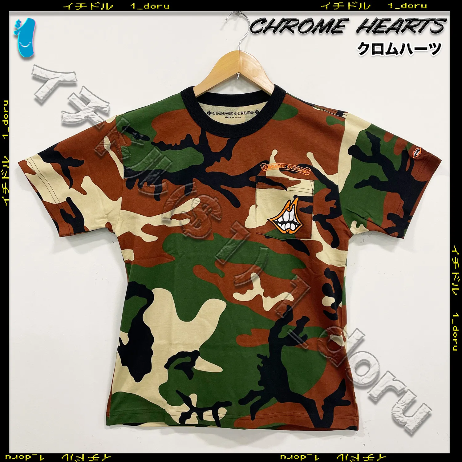 CHROME HEARTS  |Camouflage Unisex Street Style Cotton Short Sleeves Logo