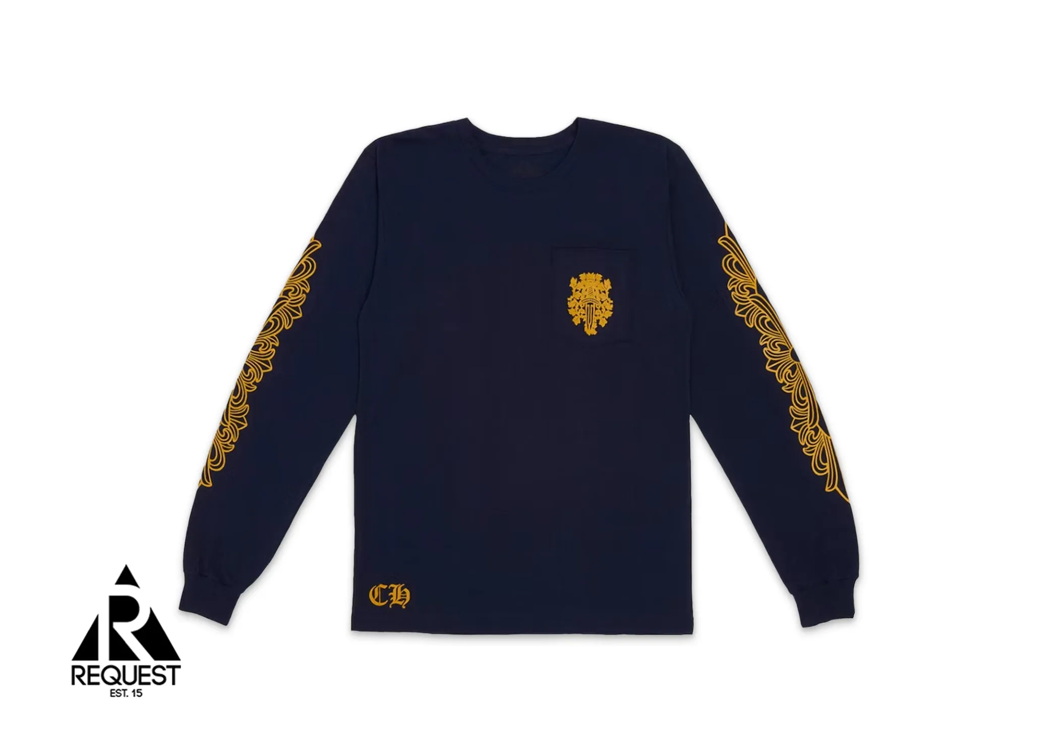 Chrome Hearts V89 Dagger L/S T-Shirt Navy/Yellow