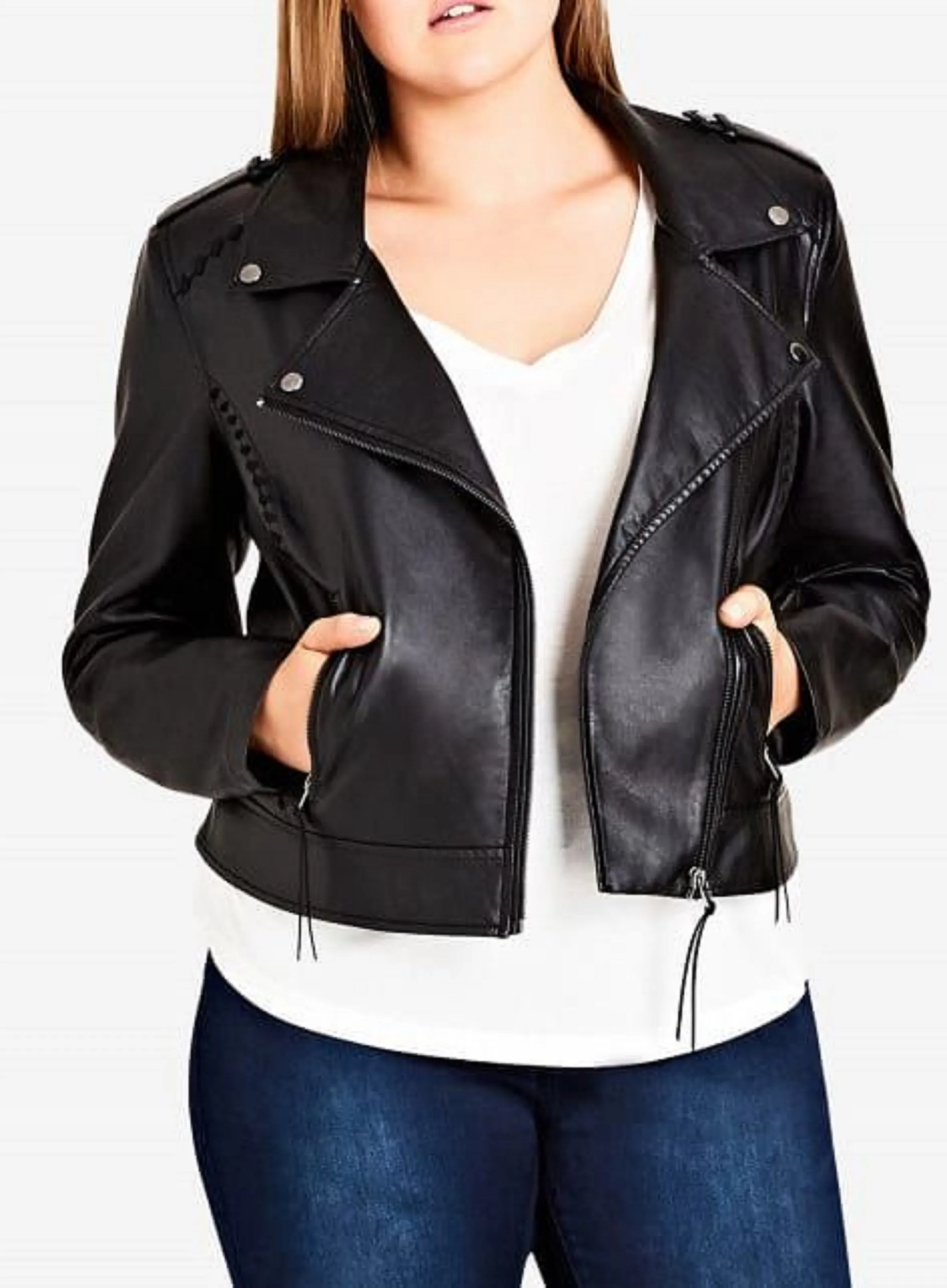 City Chic Women's Plus Size Biker Jacket Black 20W