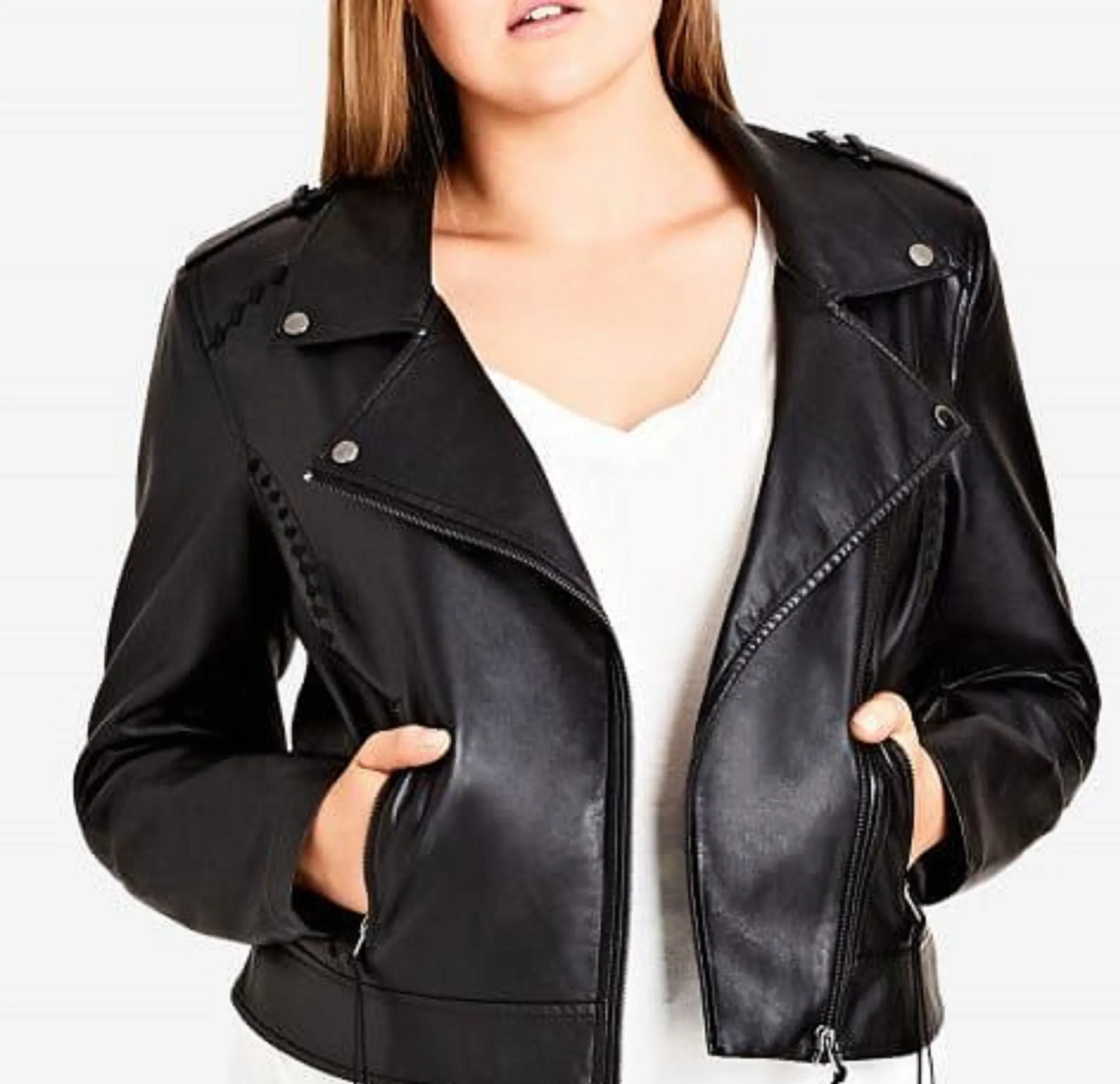 City Chic Women's Plus Size Biker Jacket Black 20W