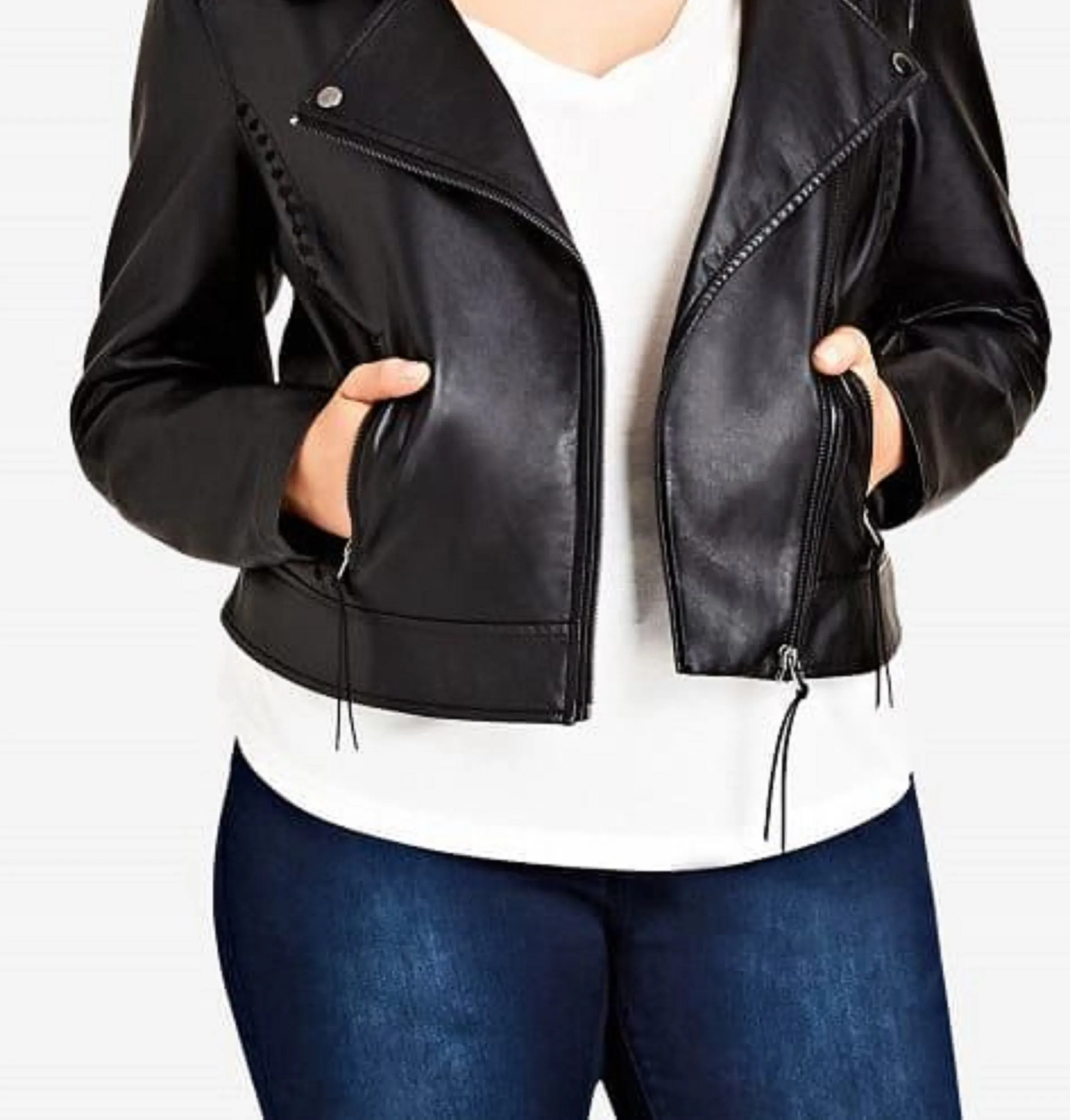 City Chic Women's Plus Size Biker Jacket Black 20W