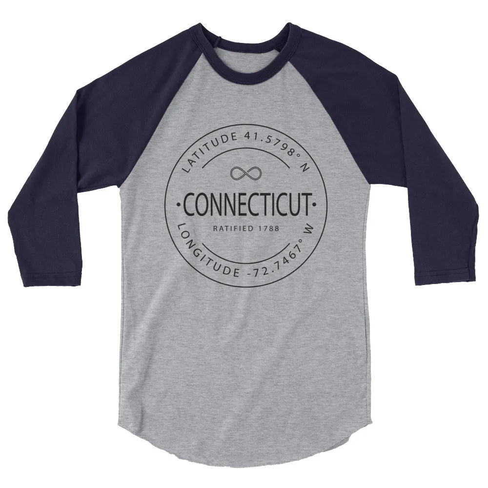 Connecticut Latitude Longitude 3/4 Sleeve Raglan Shirt