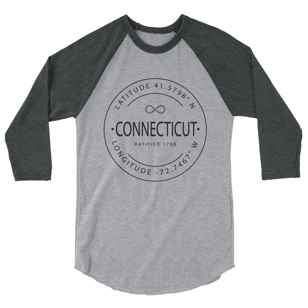 Connecticut Latitude Longitude 3/4 Sleeve Raglan Shirt