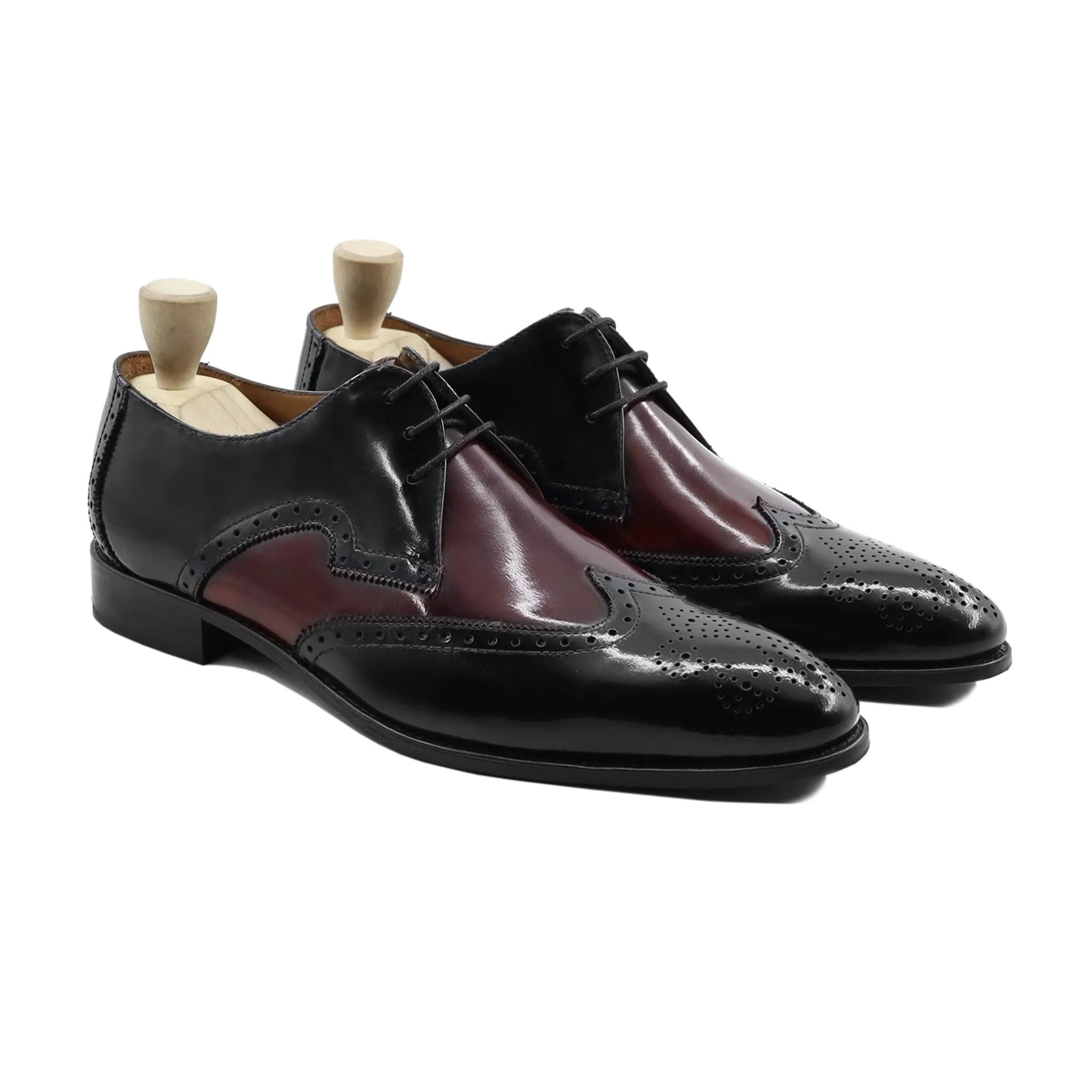 Cozmel Black Oxblood Leather High Shine Derby