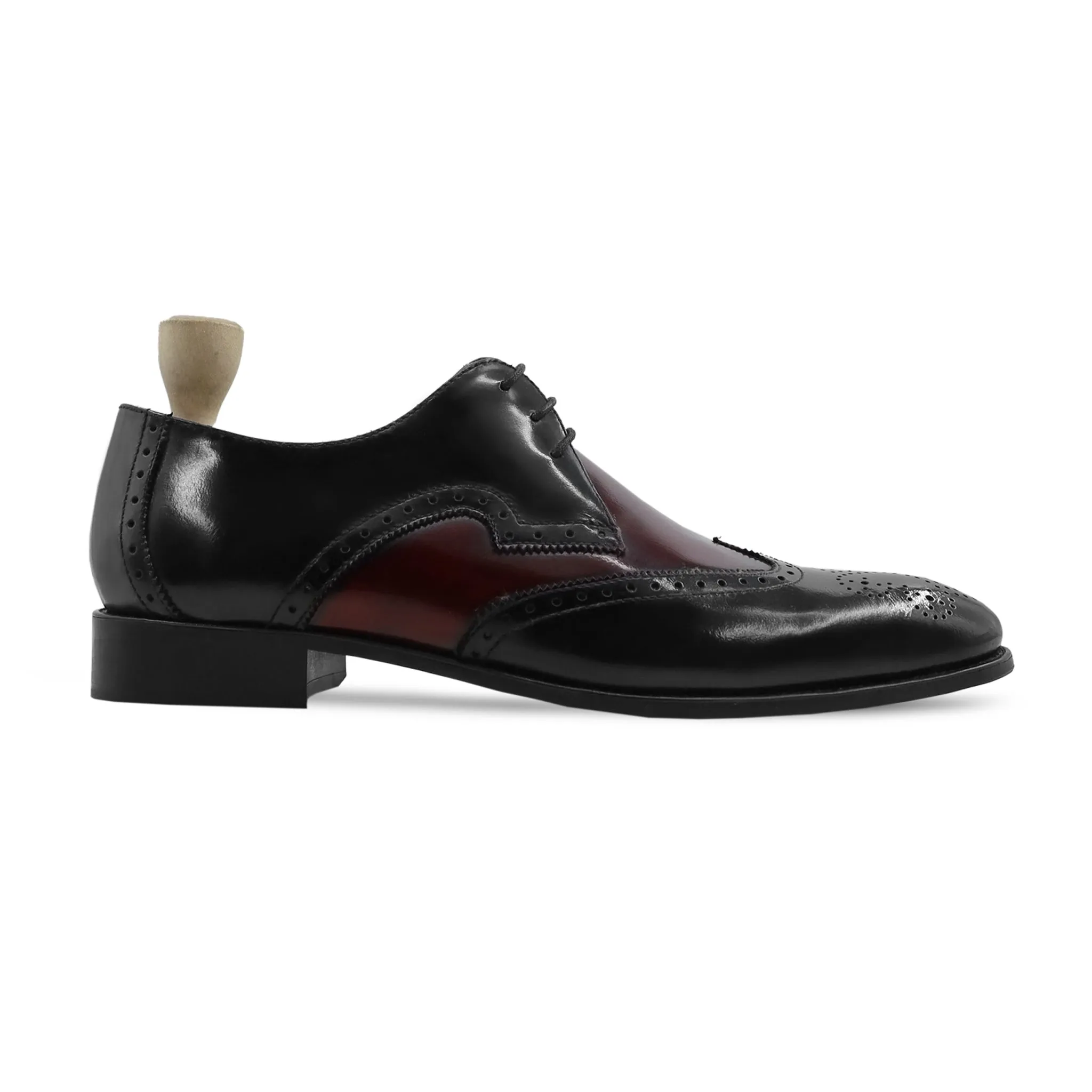 Cozmel Black Oxblood Leather High Shine Derby