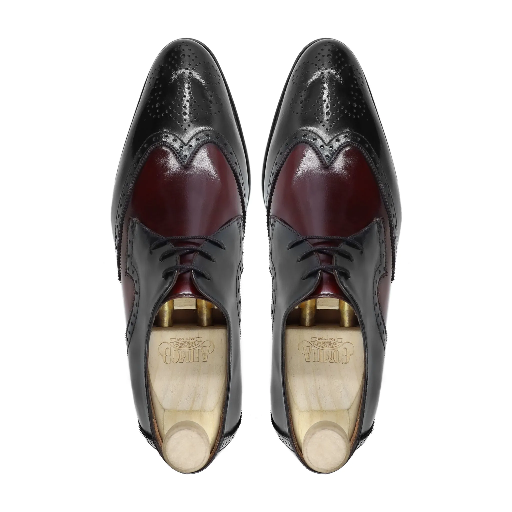 Cozmel Black Oxblood Leather High Shine Derby