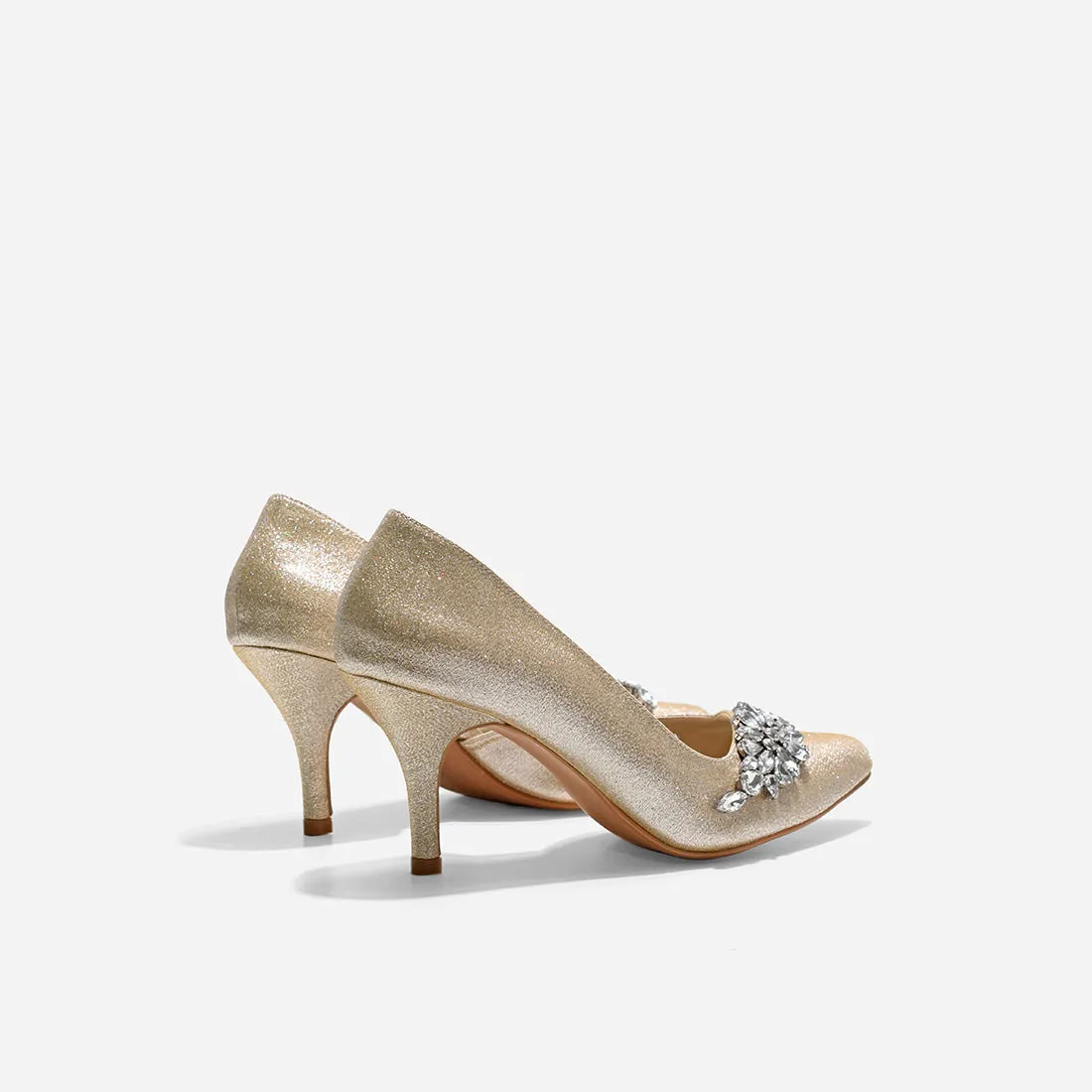 Cynthia Gold Glitter Heels