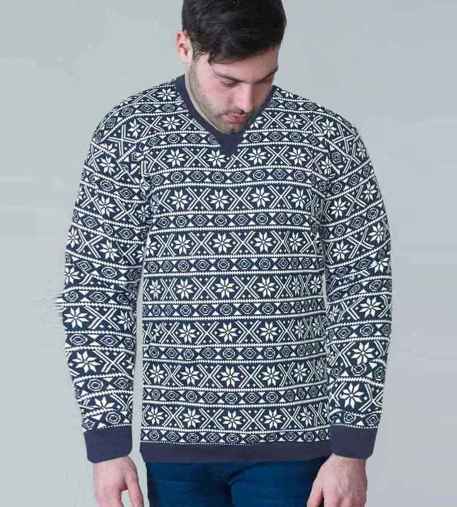 D555 Mens Christmas Sweatshirt With FairIsle Print (ADVENT)