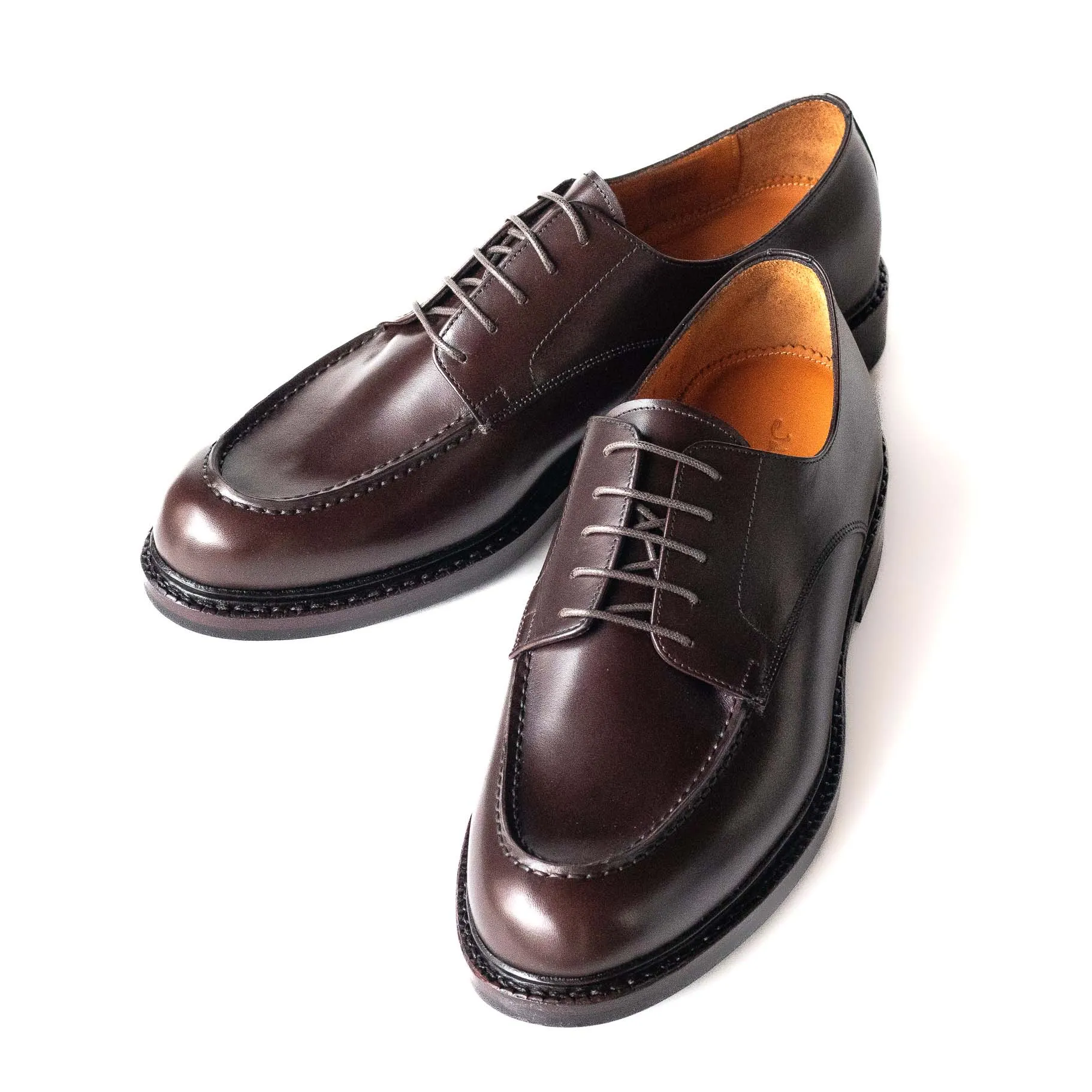 dark brown mens u-tip derby shoes