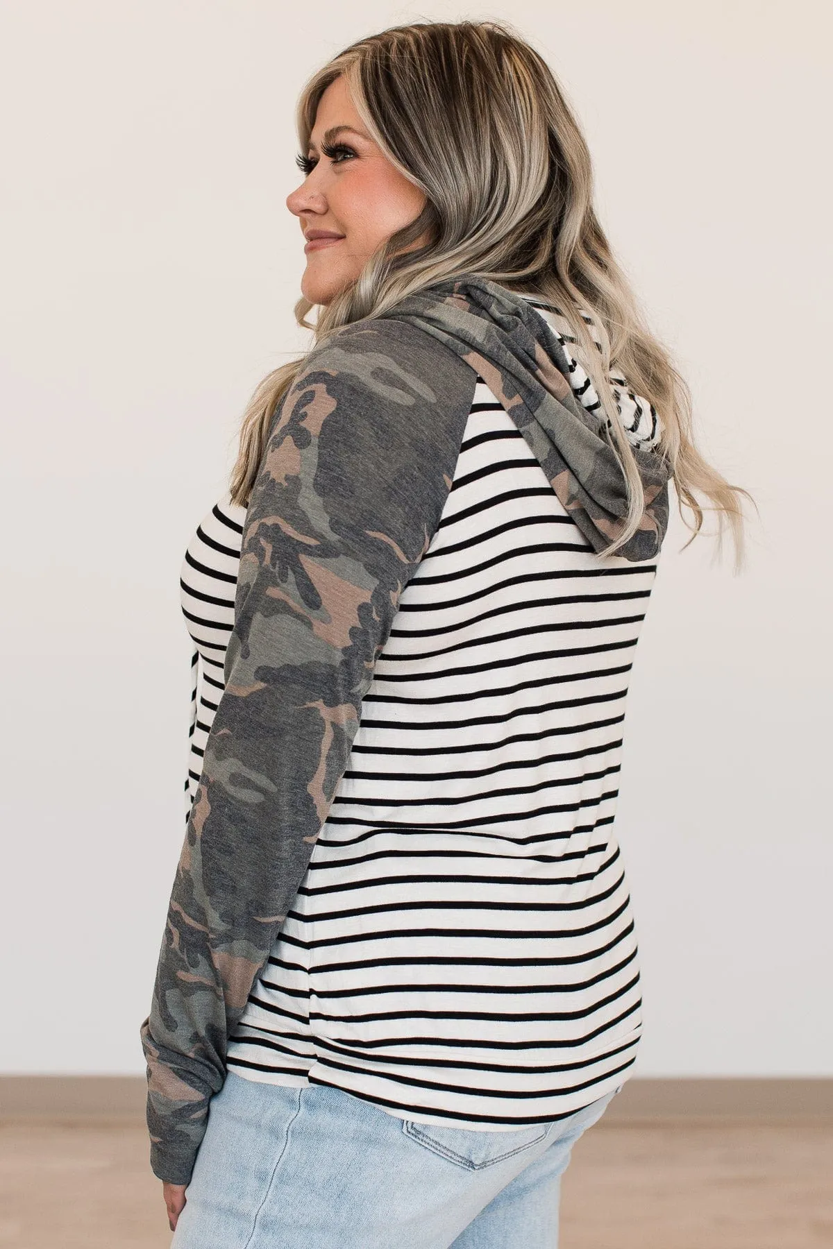 Destination Unknown Hooded Top- Ivory & Camo