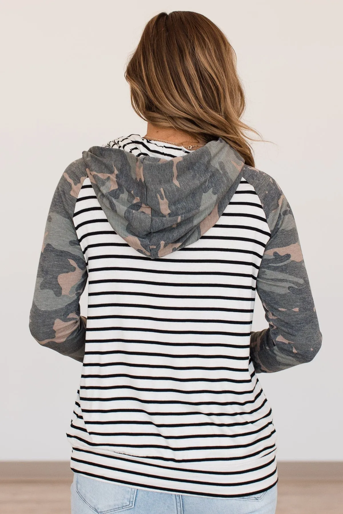 Destination Unknown Hooded Top- Ivory & Camo