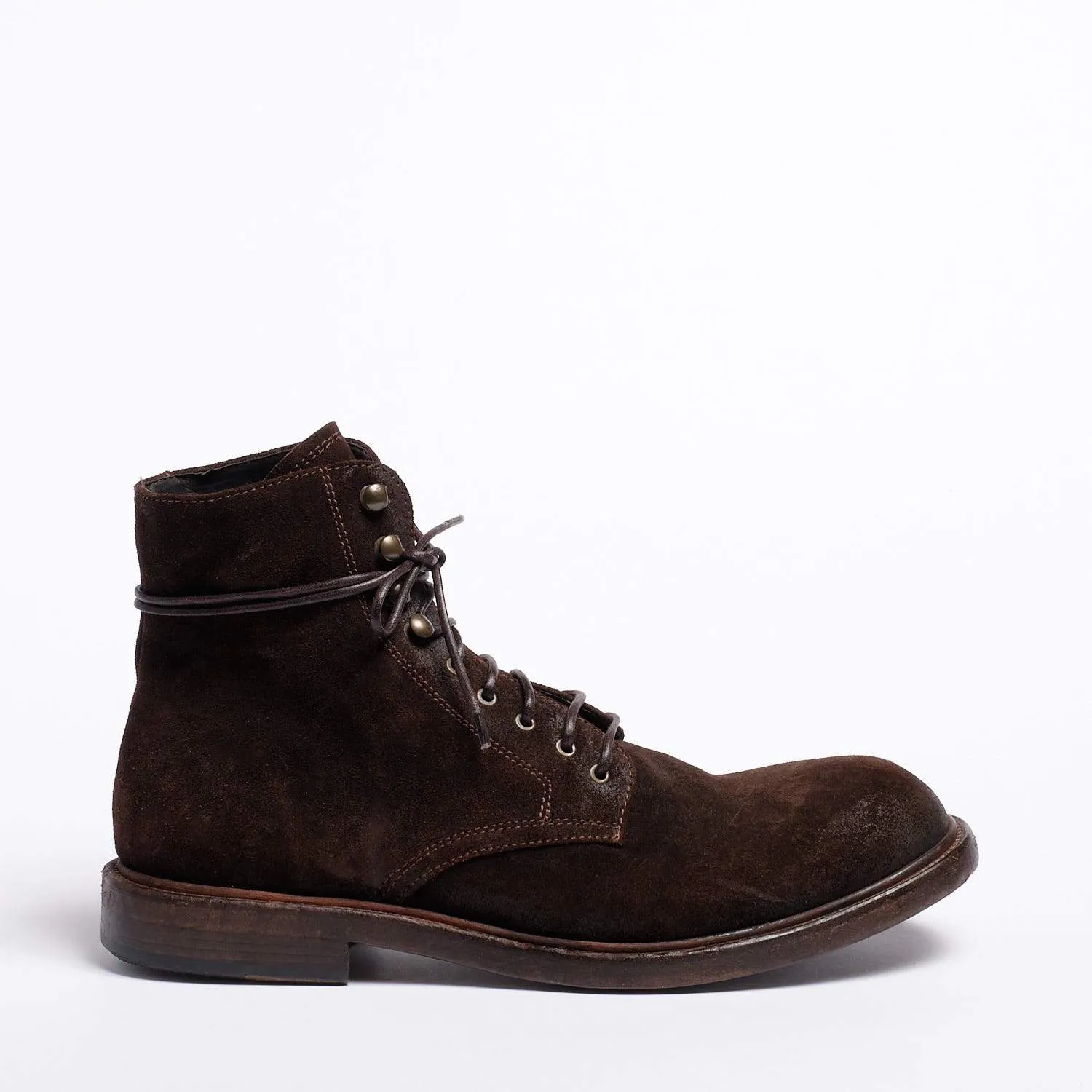 Dominique Suede Leather Rust Boot - Mid Laced.