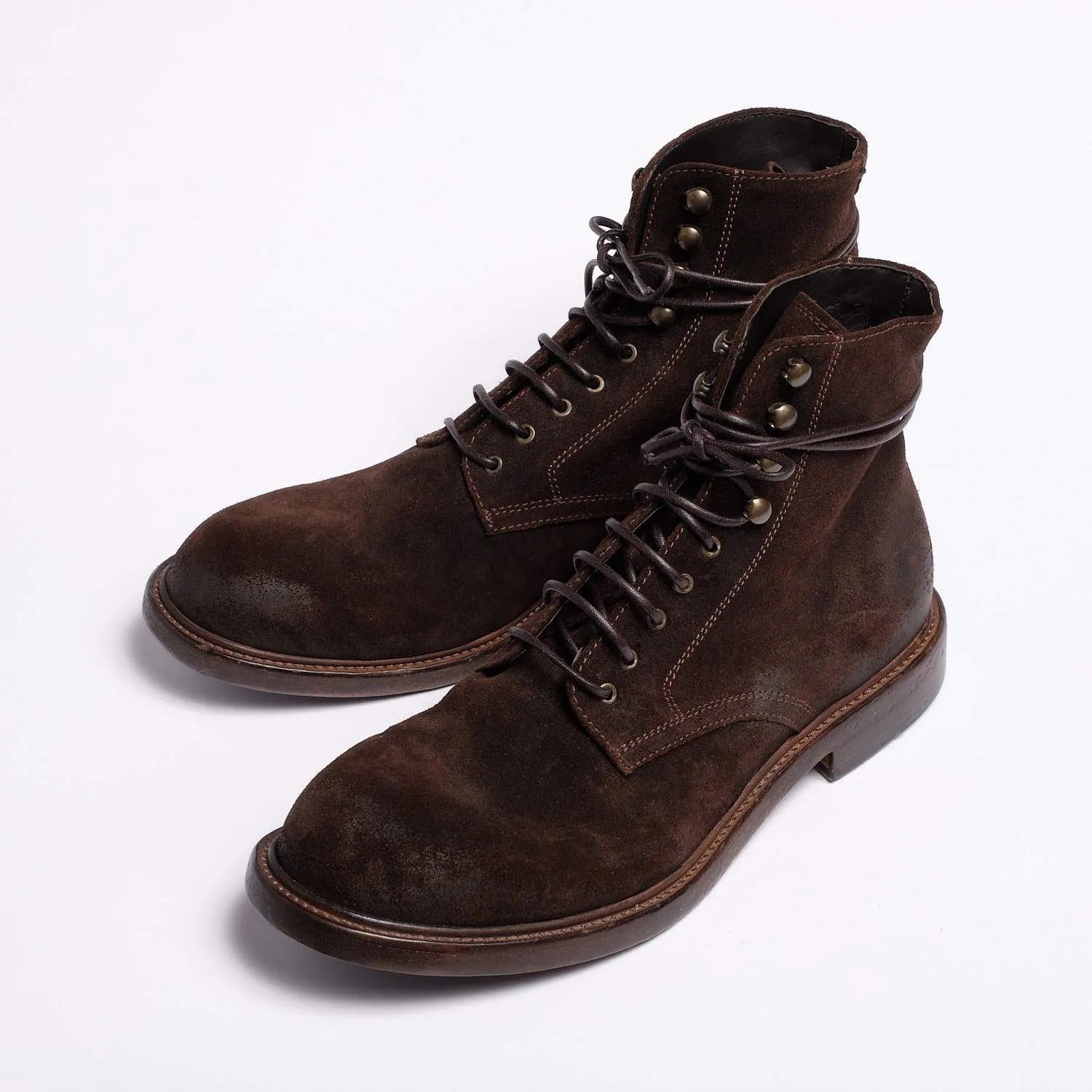 Dominique Suede Leather Rust Boot - Mid Laced.