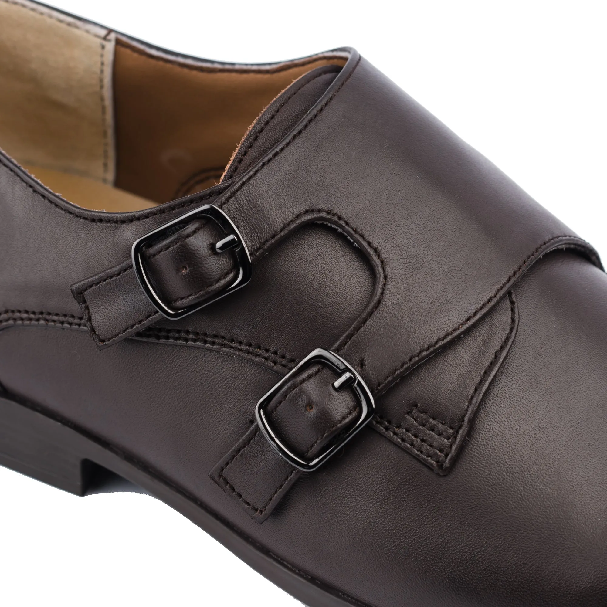 Double Monk Strap Loafers in Brown