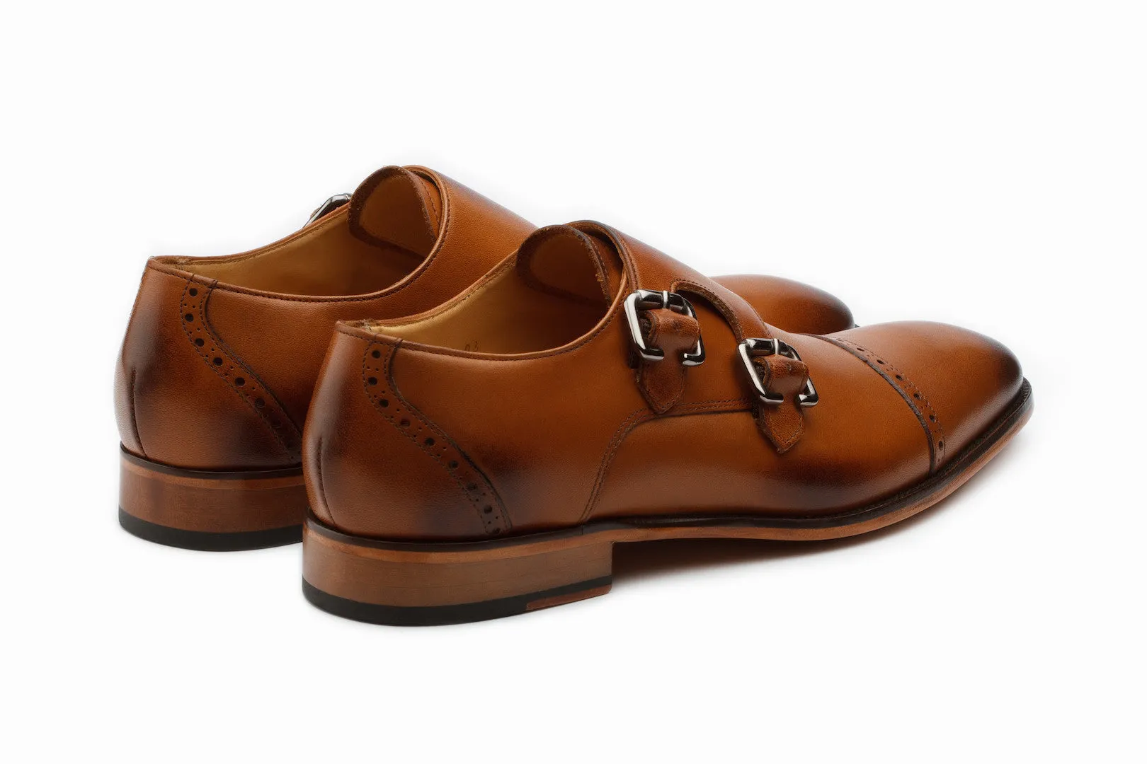 Double Monkstrap shoes - Tan