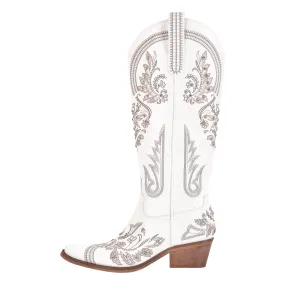 Embroidered Rhinestone High Heel Over-the-Knee Boots