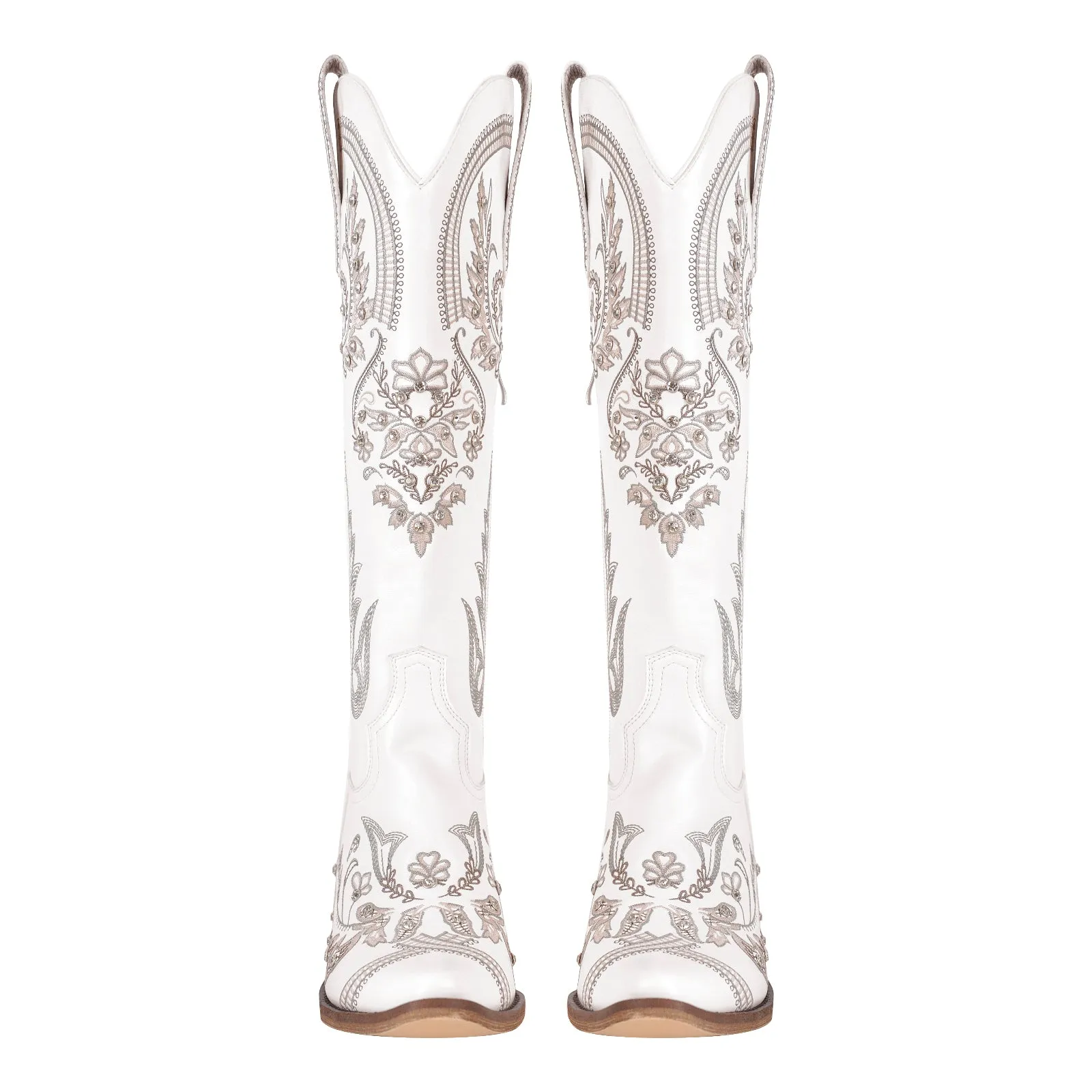 Embroidered Rhinestone High Heel Over-the-Knee Boots