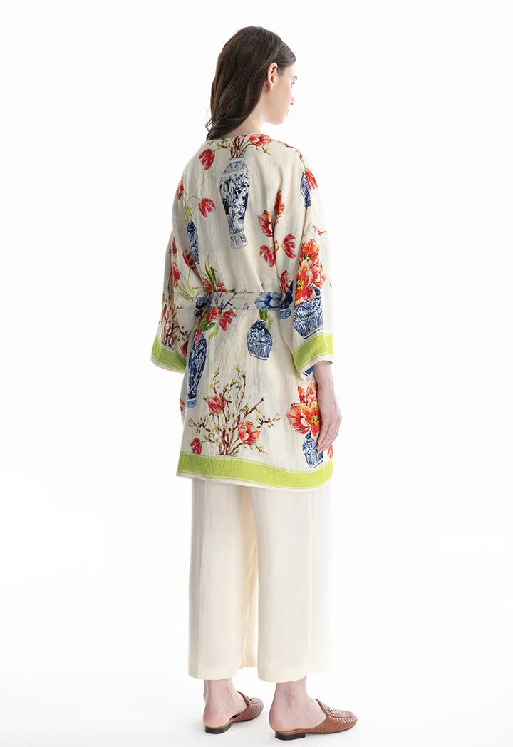 Floral print multi-colored cardigan