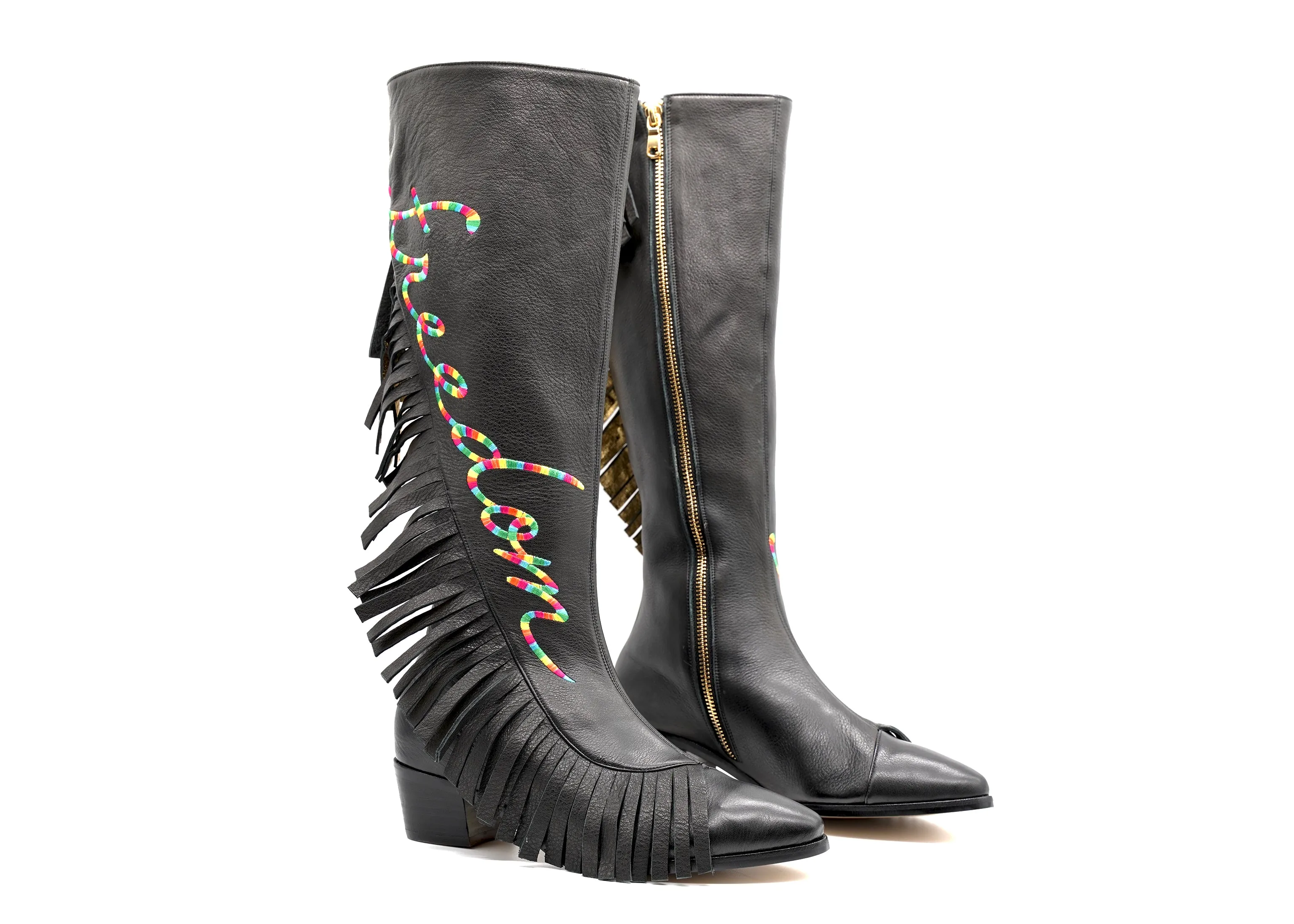 Fringe Boots - Black - Custom Made Freedom Fighter