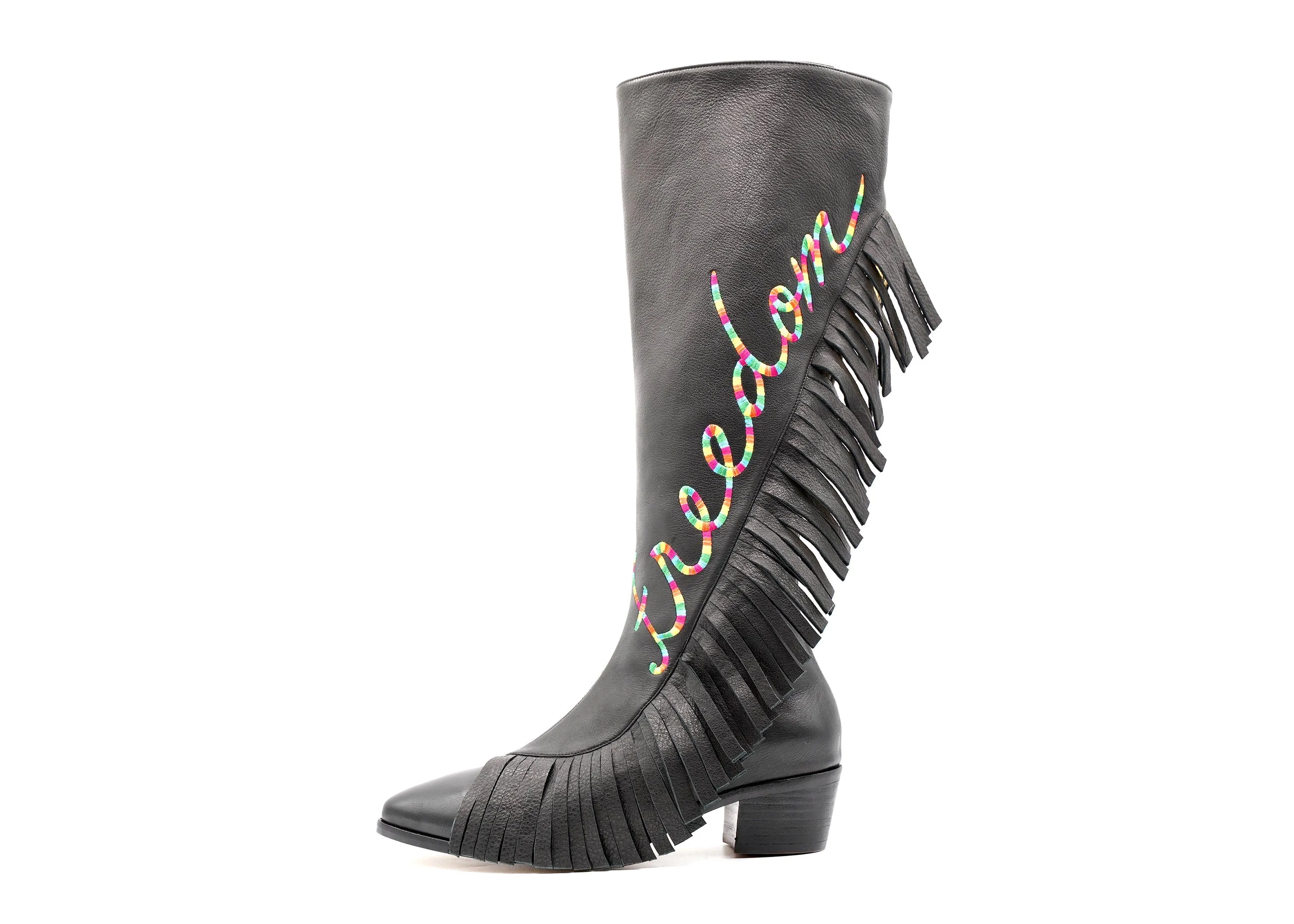 Fringe Boots - Black - Custom Made Freedom Fighter