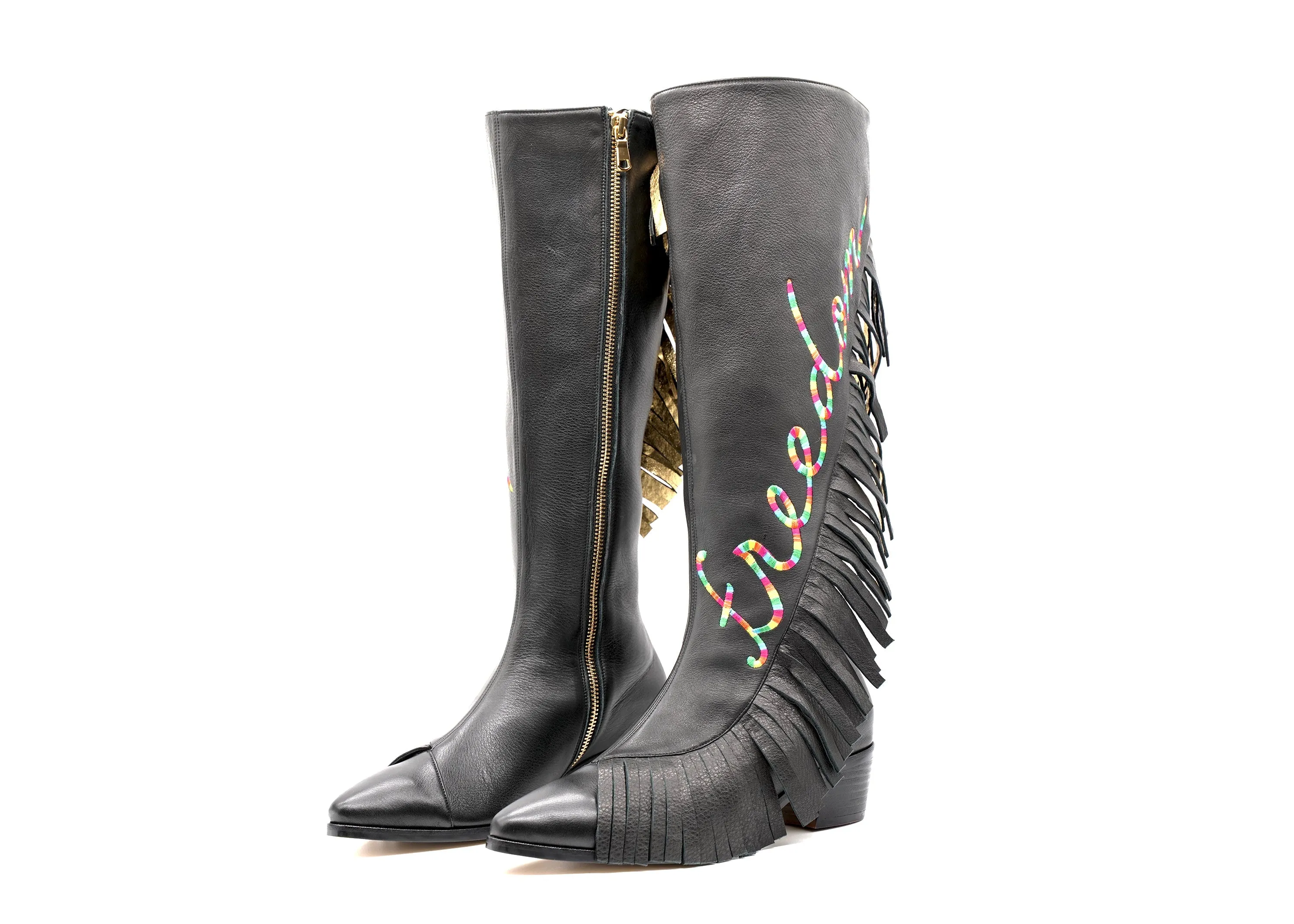 Fringe Boots - Black - Custom Made Freedom Fighter