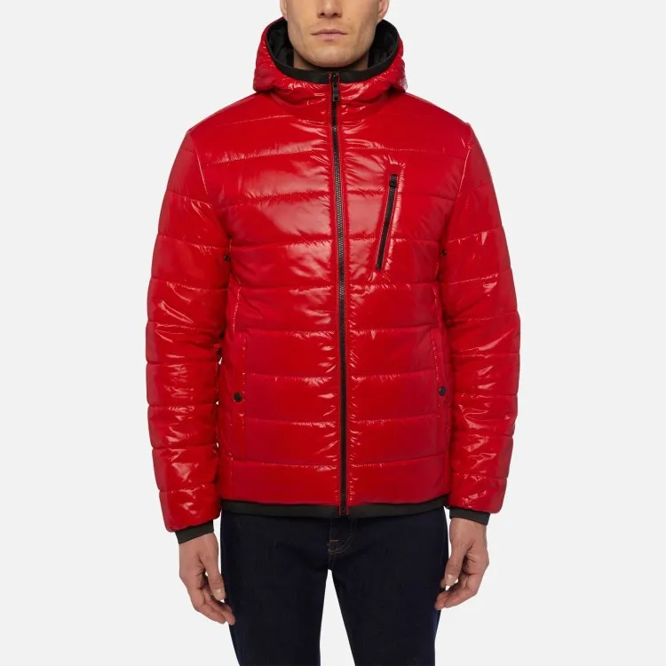 Geox M2620P Renan Parka Uomo Reversibile Con Cappuccio Nero Rosso