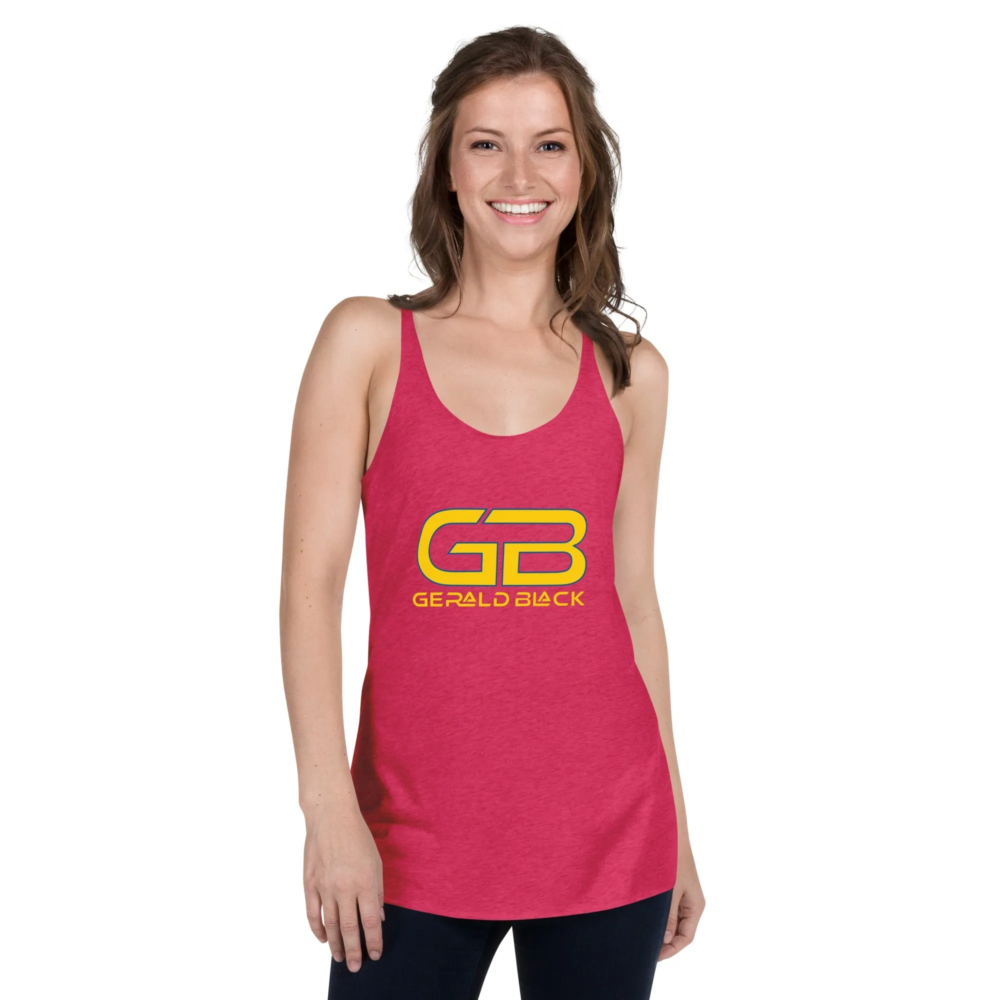 Gerald Black Women's Racerback Tank Top Yellow Blue.