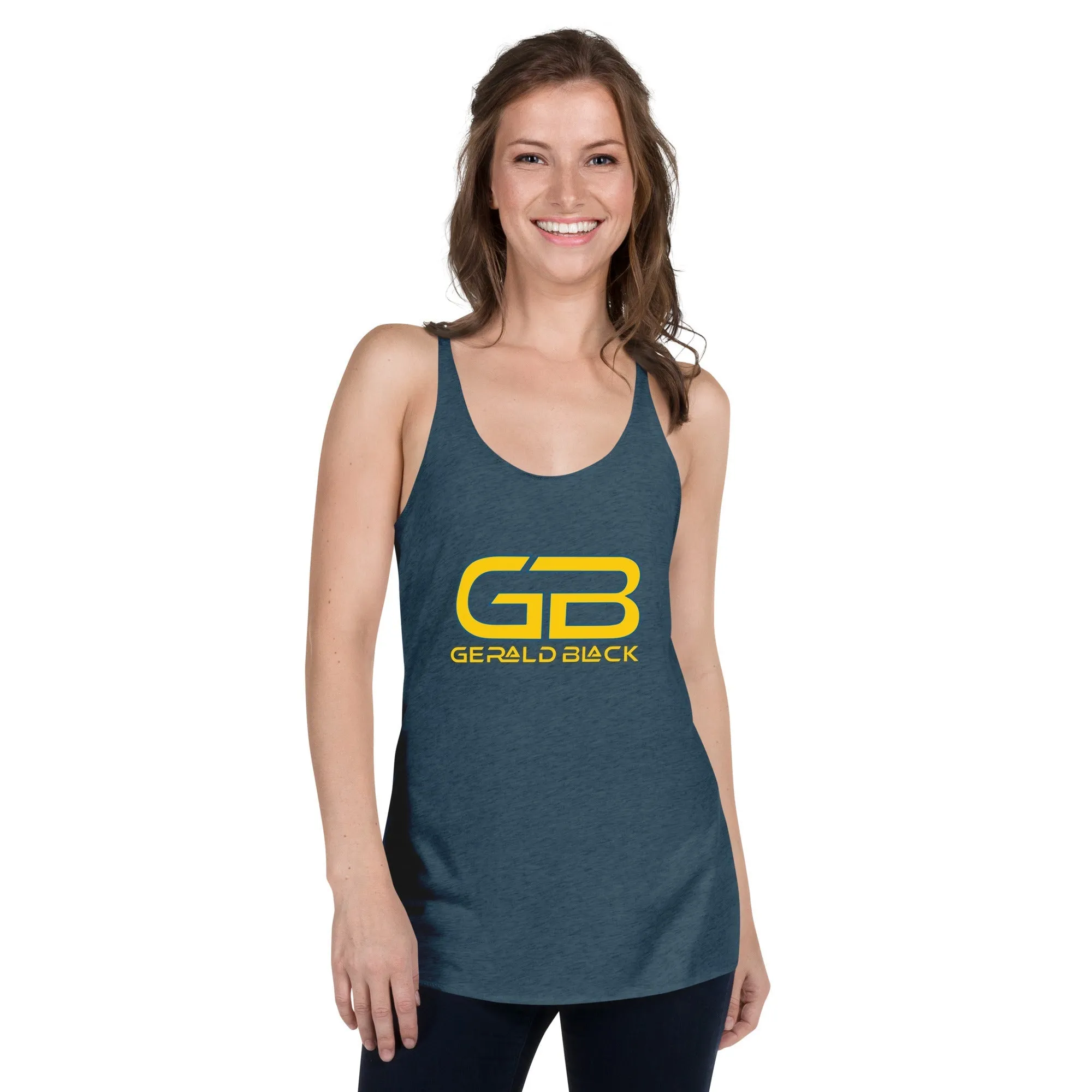 Gerald Black Women's Racerback Tank Top Yellow Blue.