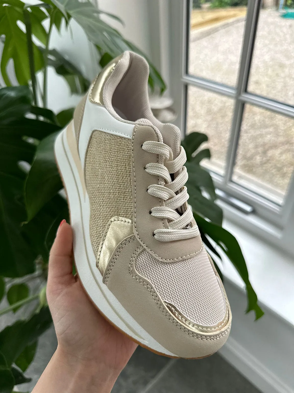 Gold sparkle trainers