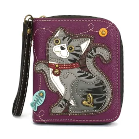 Gray Tabby Zip-Around Wallet in Purple