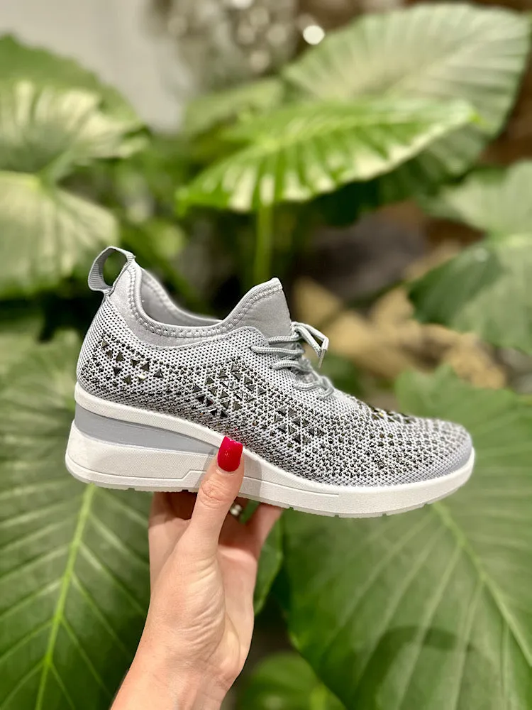 Gray Wedge Trainer with Embellishments