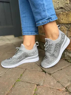 Gray Wedge Trainer with Embellishments