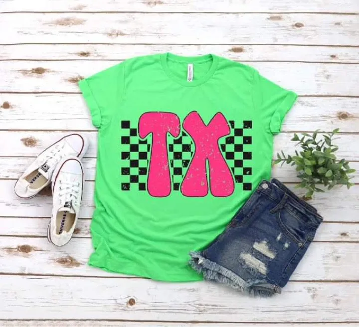 Green Checkered T-Shirt in Texas