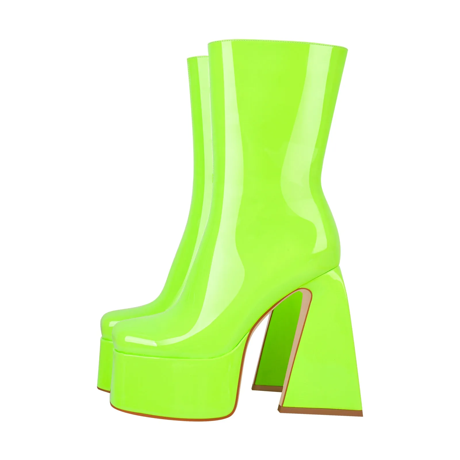 Green Chunky Mid-Calf Platform Boots