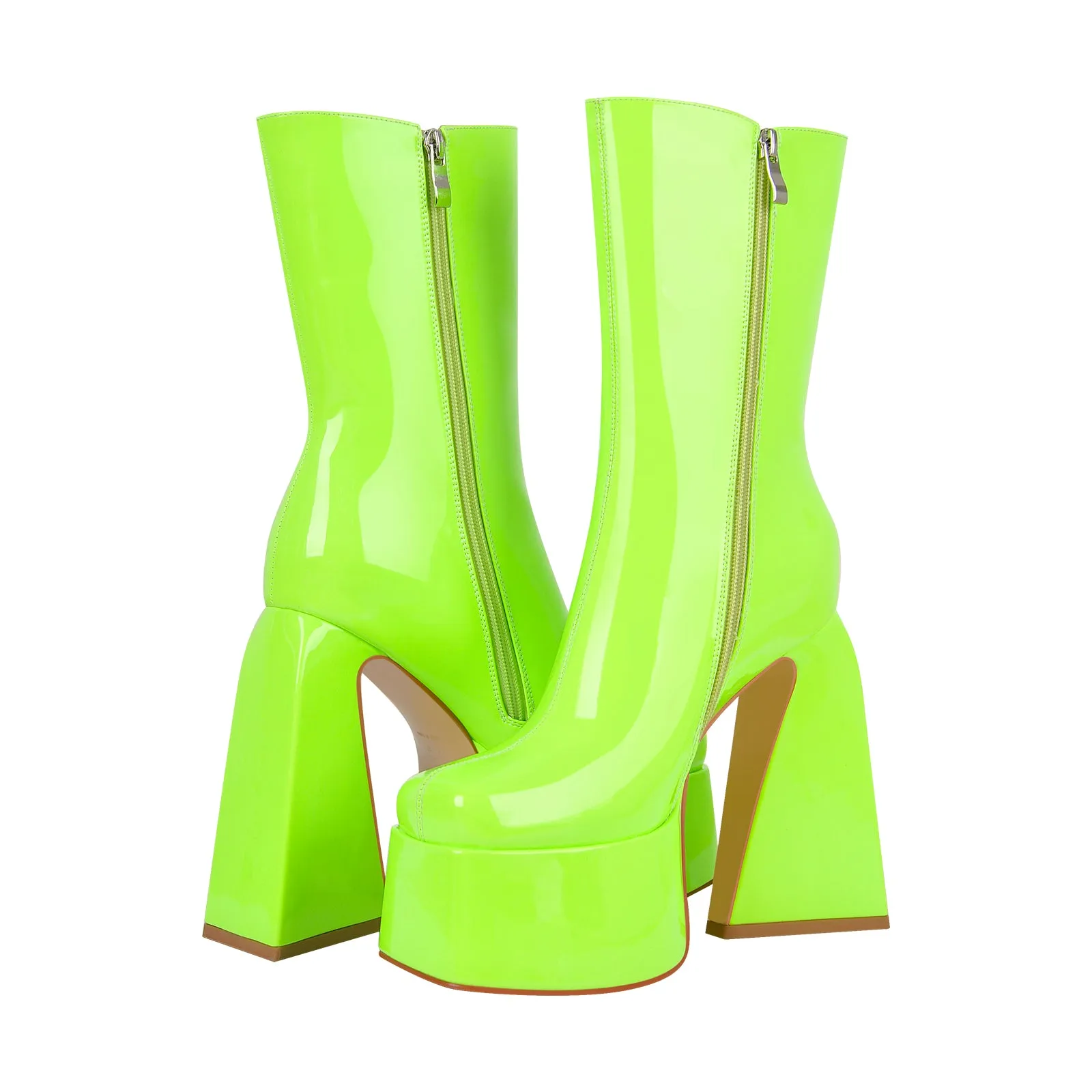 Green Chunky Mid-Calf Platform Boots