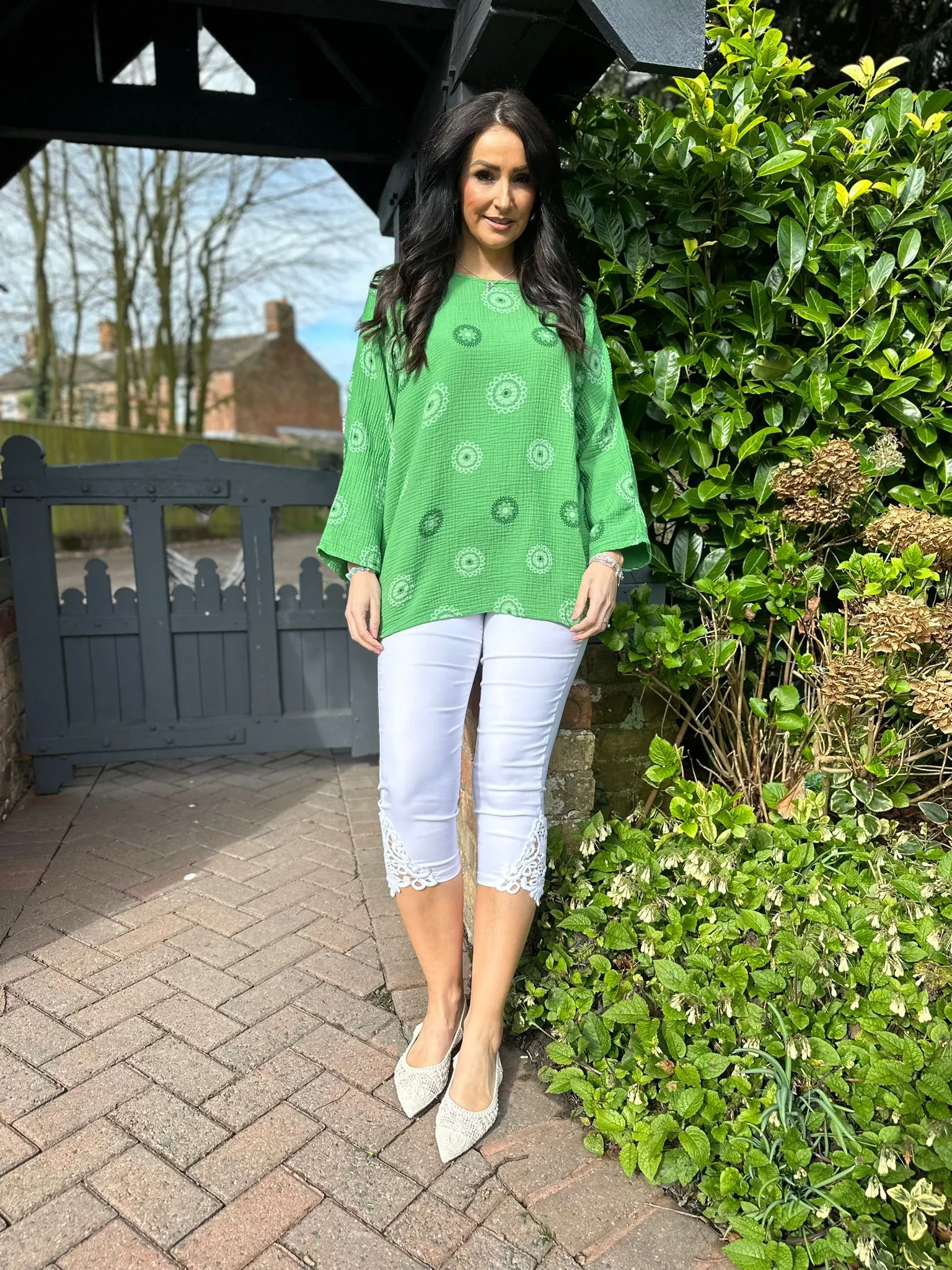 Green Geometric Print Blouse - Pippa