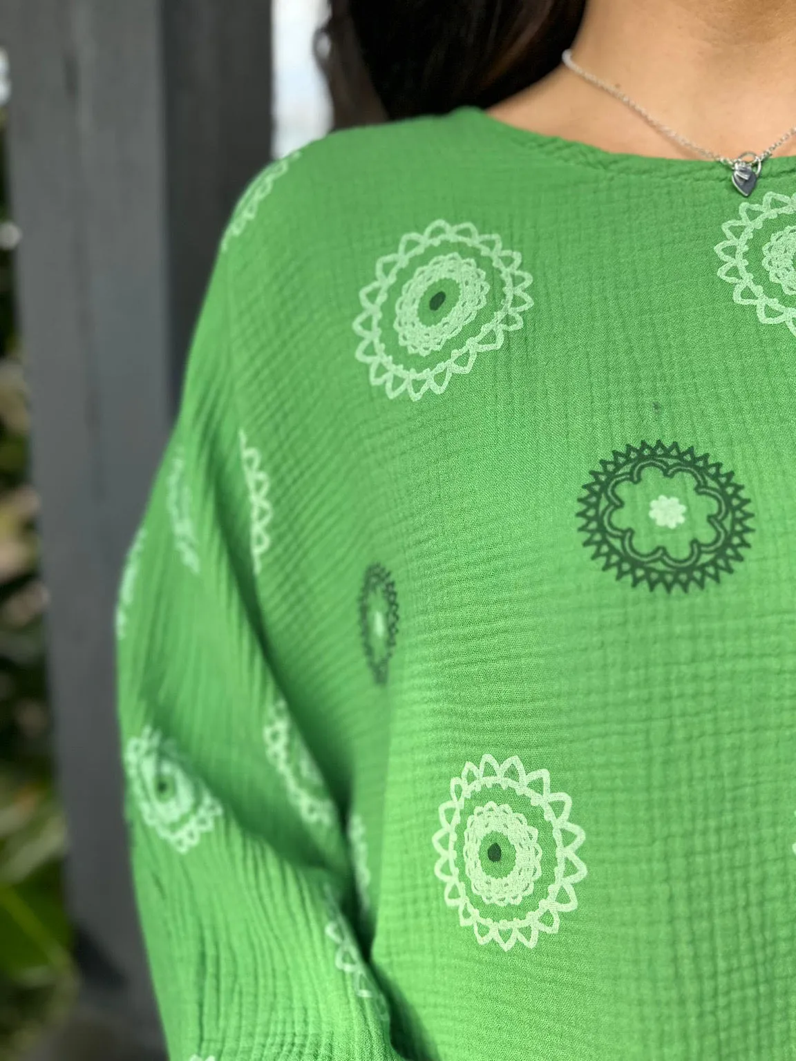 Green Geometric Print Blouse - Pippa