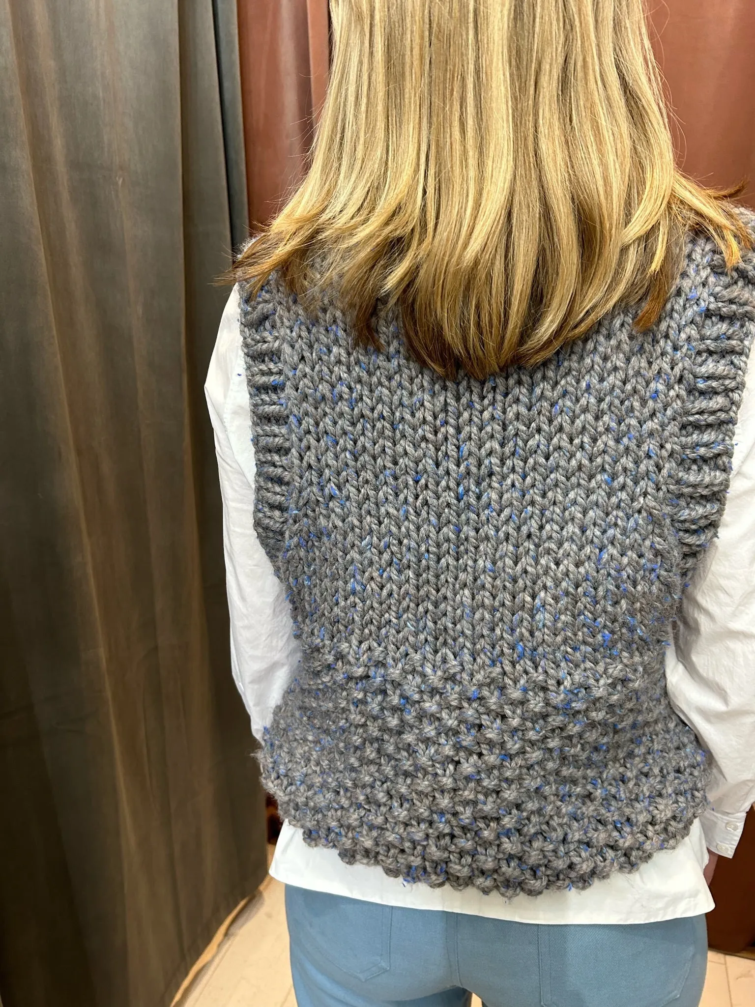 Grey Knit Top - Chunky Handmade