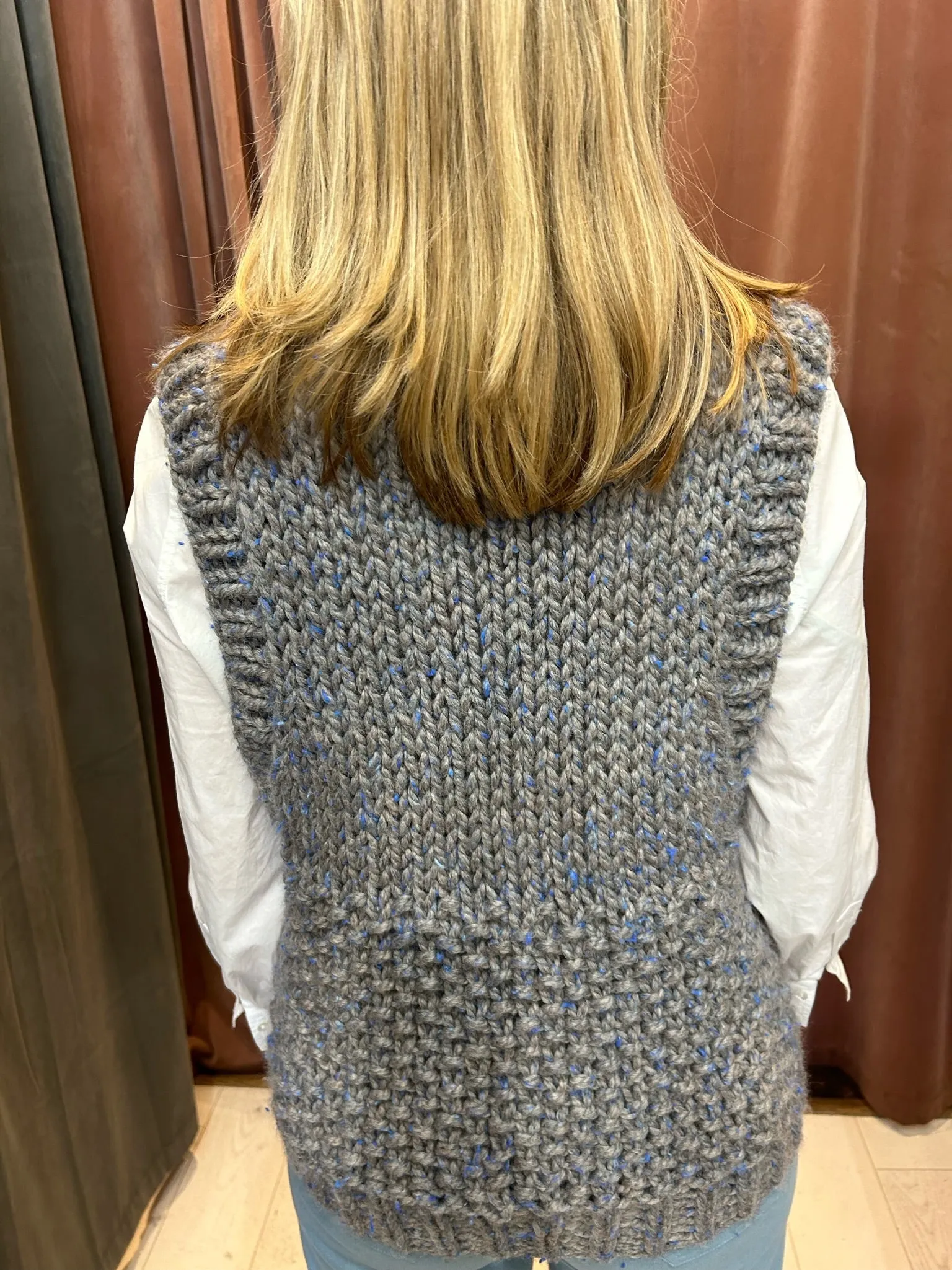 Grey Knit Top - Chunky Handmade