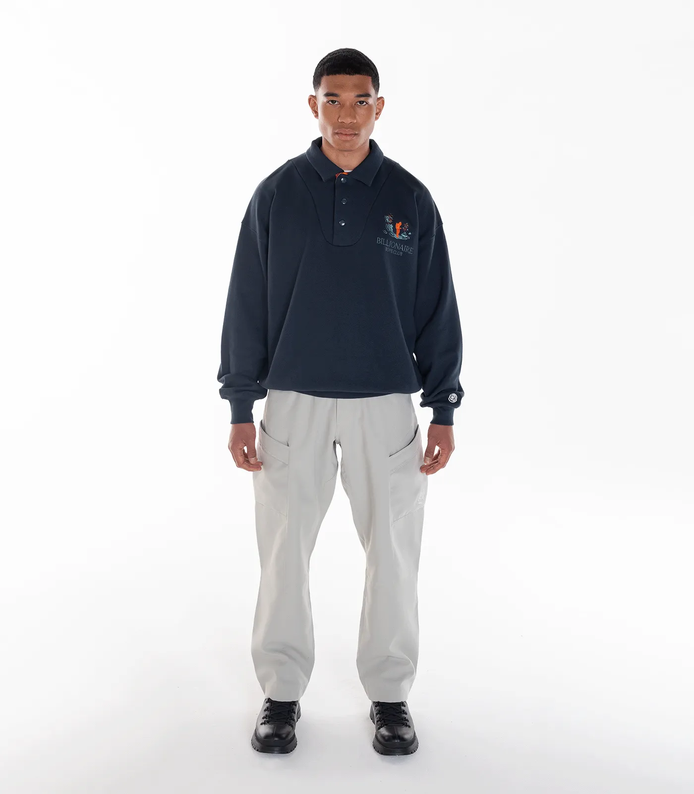 Hiking Logo Navy Collared Sweatshirt