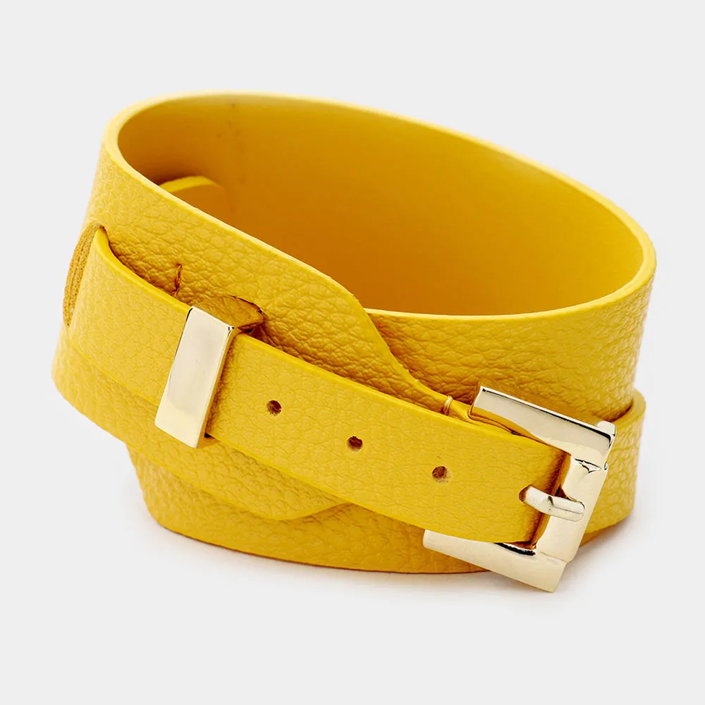 iLLASPARKZ Faux Leather Belt Buckle Wrap Bracelet