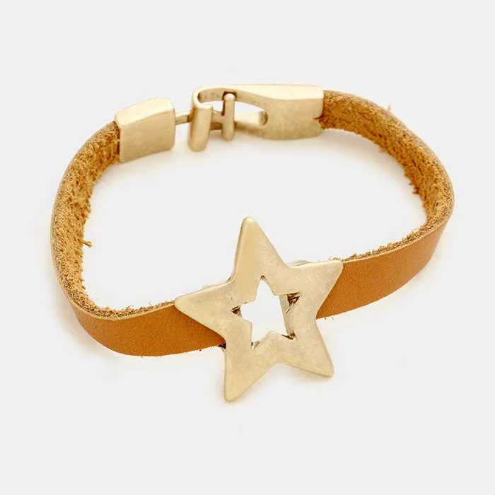 iLLASPARKZ Star & faux leather bracelet