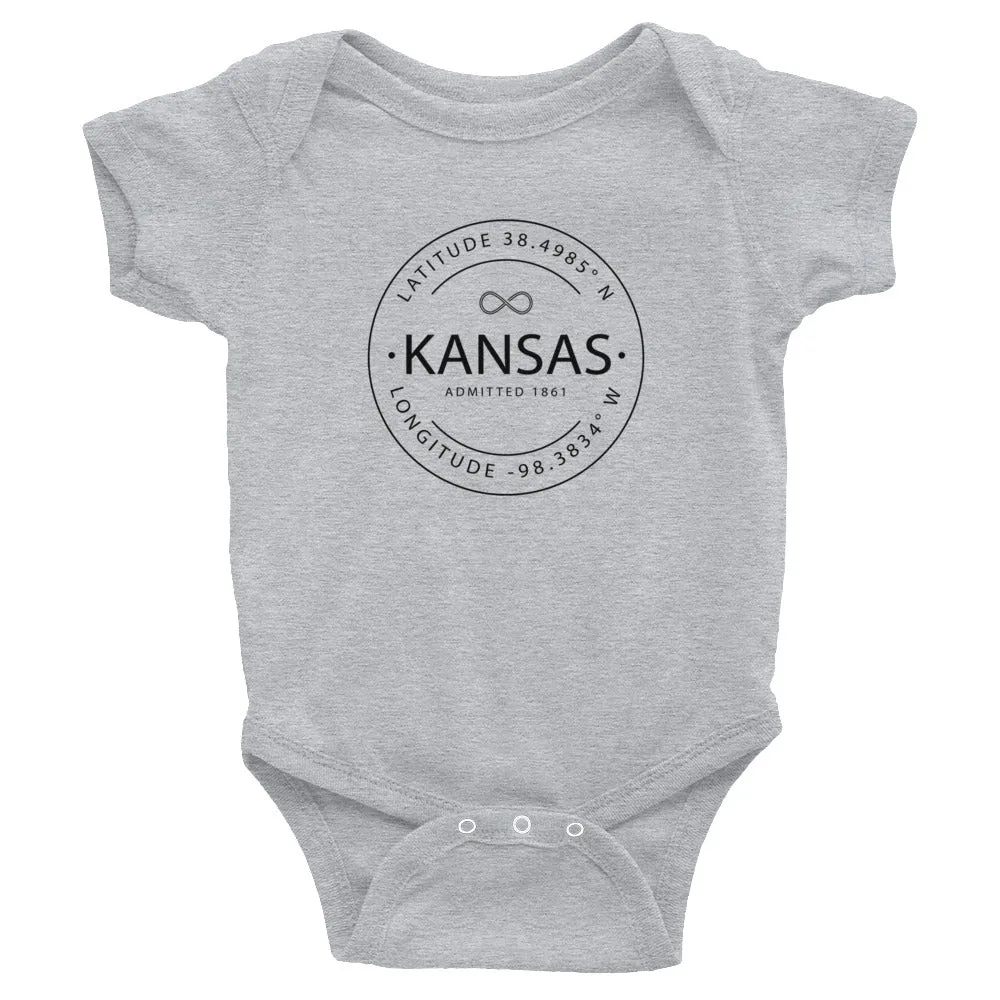 Infant Bodysuit with Kansas Latitude and Longitude