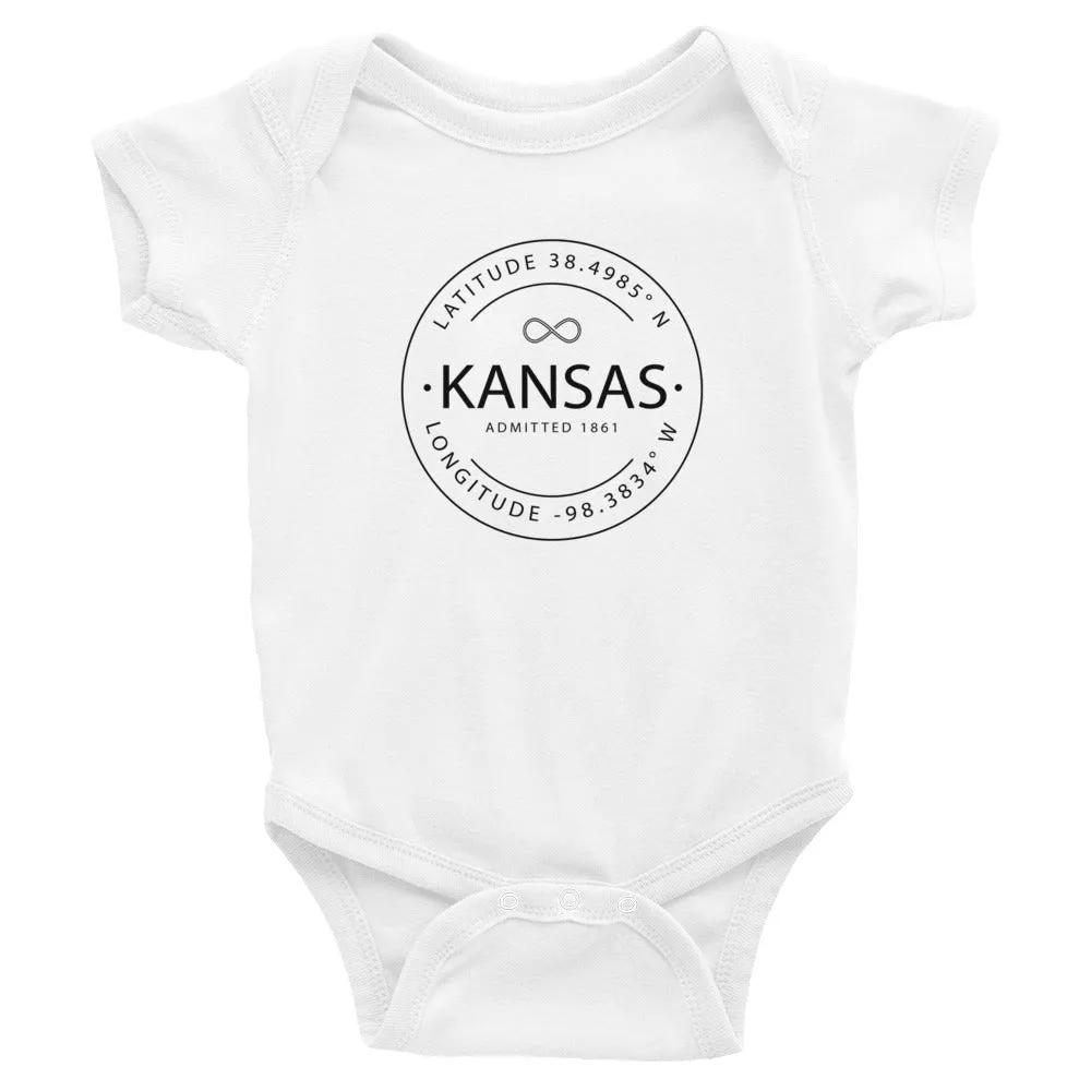 Infant Bodysuit with Kansas Latitude and Longitude