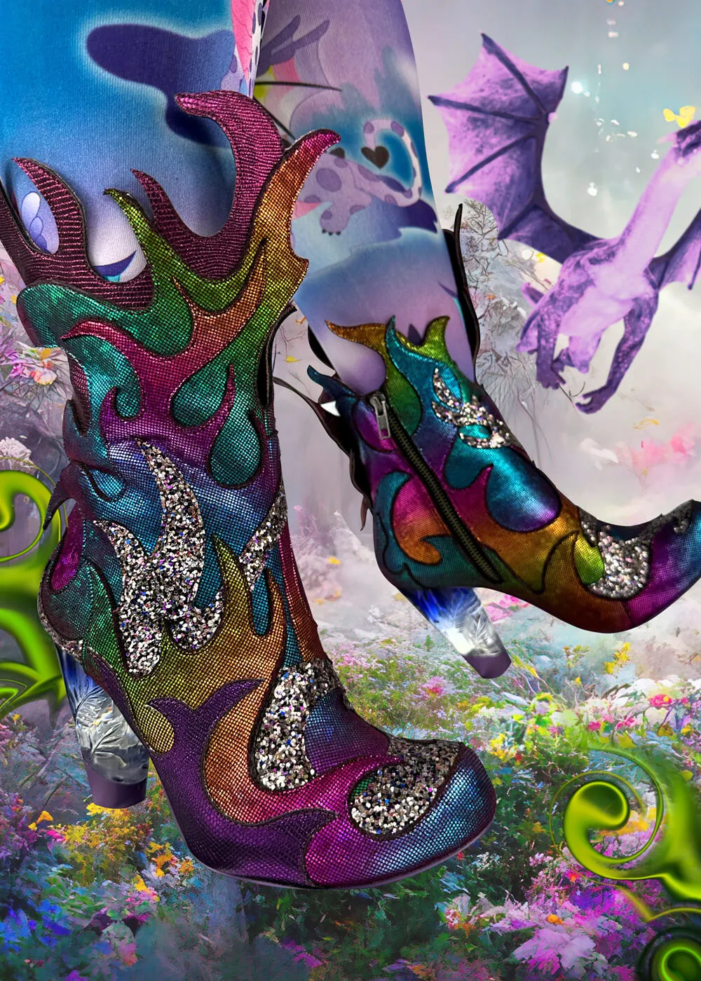 Irregular Choice Purple Dragon Boots - Draconic Blaze