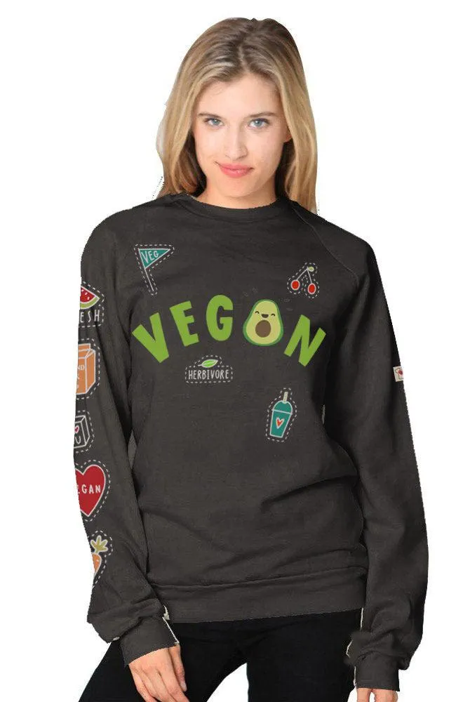 Jack Of All Trades Vegan Patchwork Unisex Raglan Sweatshirt Night.